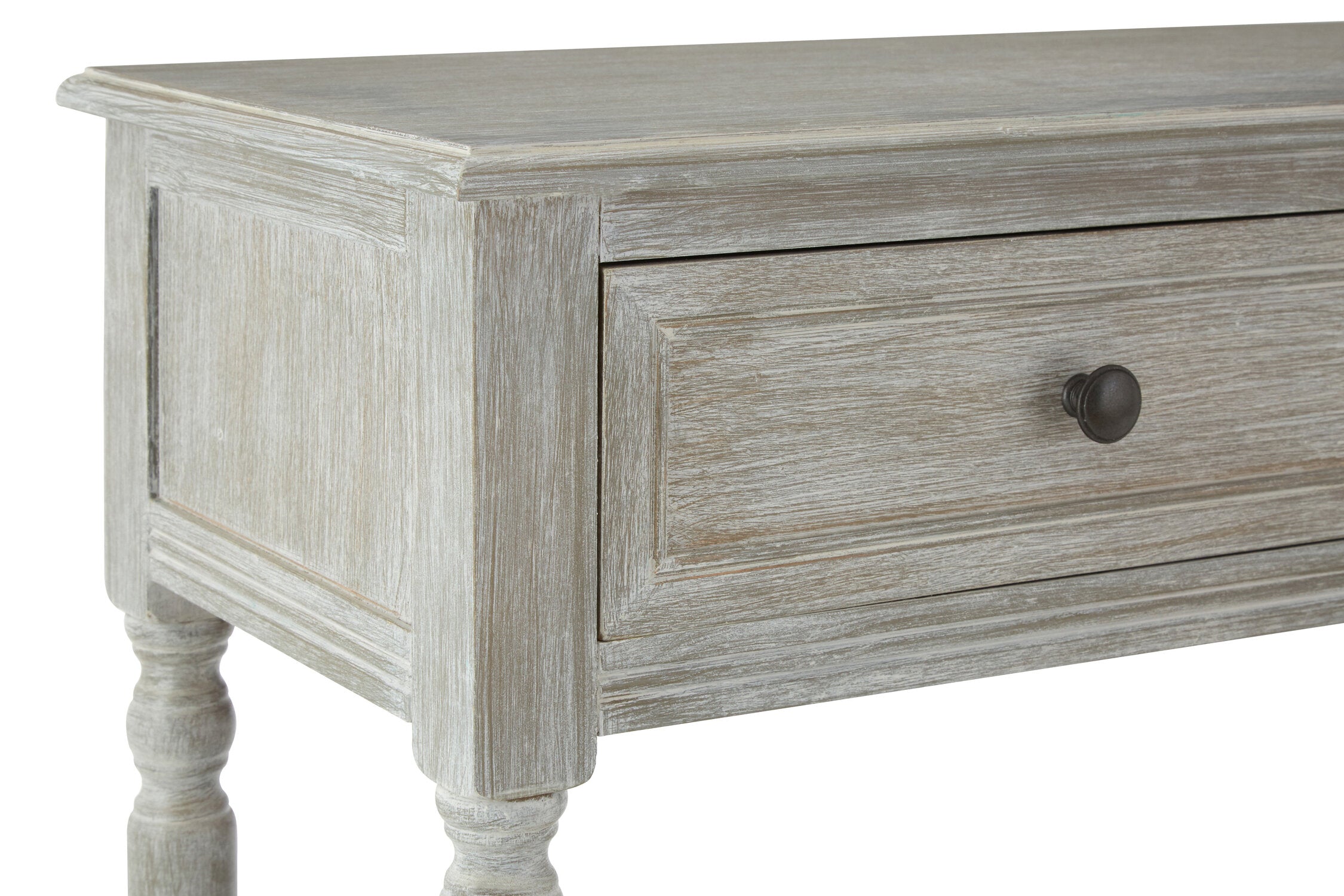 Grey Wash Wooden Two Drawer Console Table - The Orchard Home and Gifts