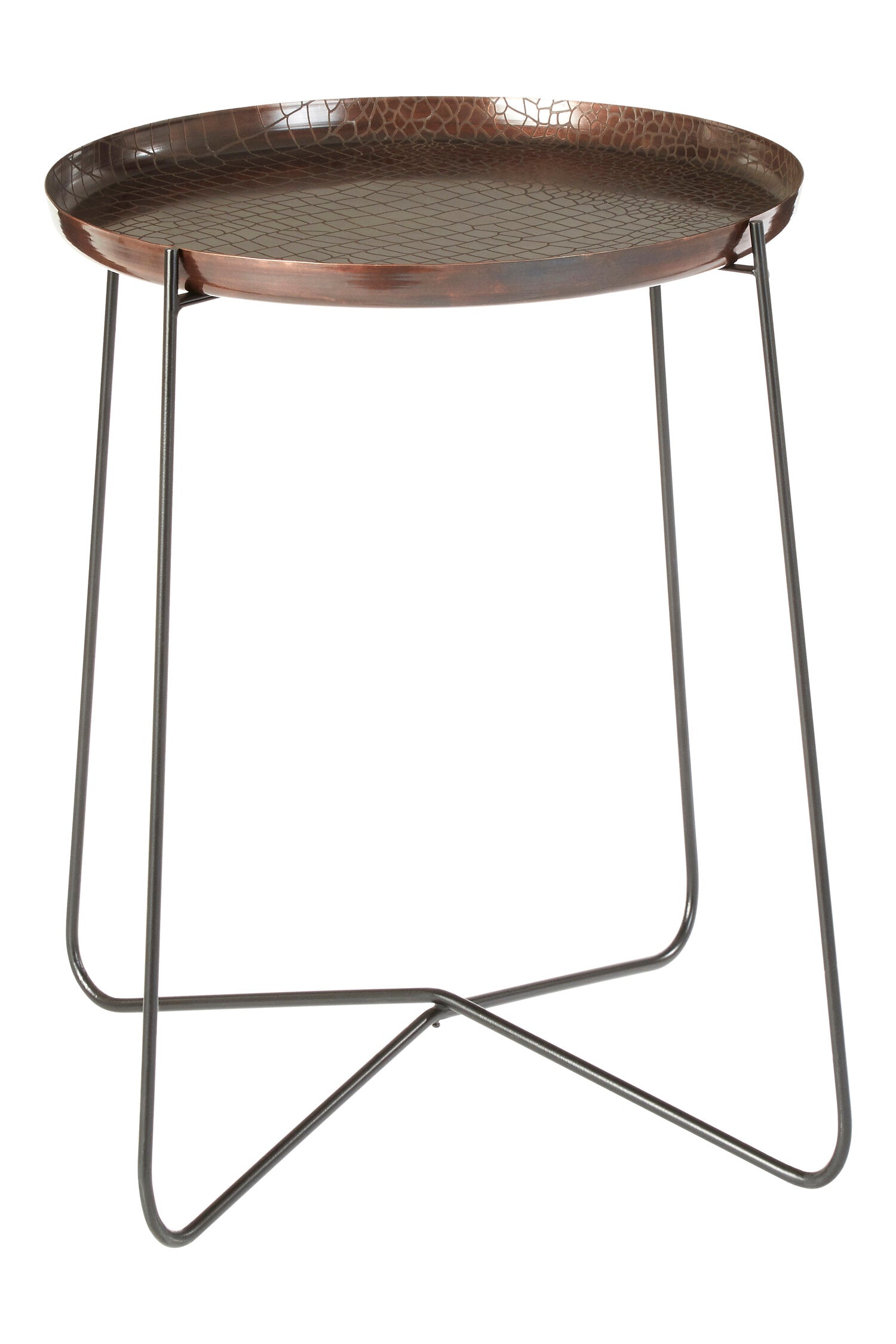 Copper and Black Textured Round Side Table - The Orchard Home and Gifts