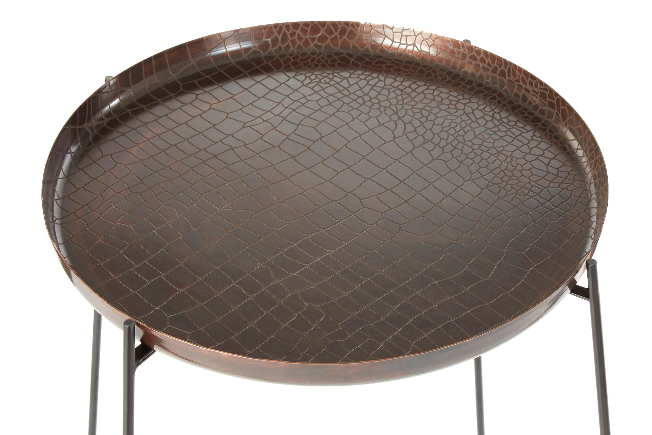Copper and Black Textured Round Side Table - The Orchard Home and Gifts