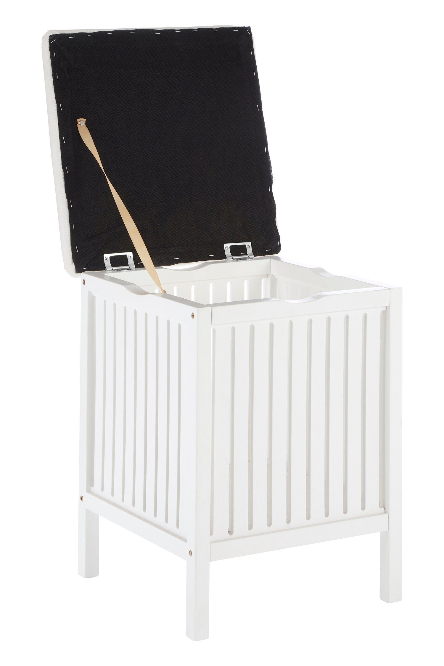 White Bathroom Slatted Laundry Storage Stool - The Orchard Home and Gifts