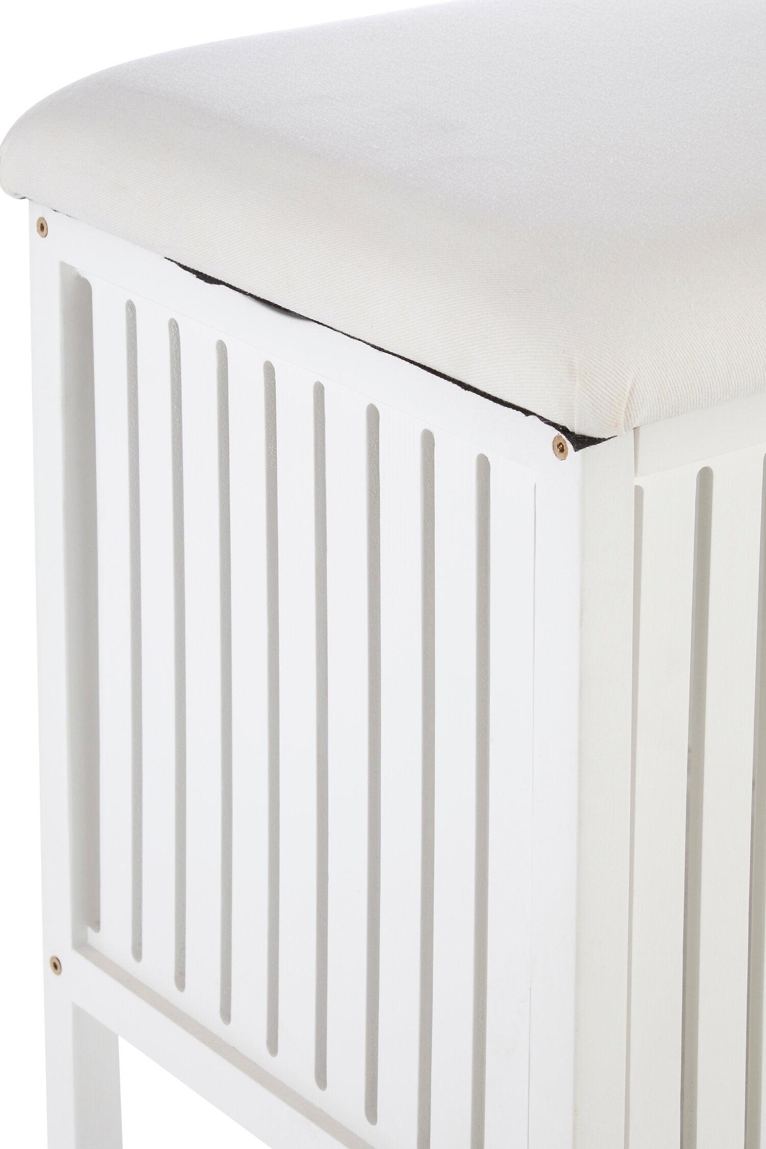 White Bathroom Slatted Laundry Storage Stool - The Orchard Home and Gifts