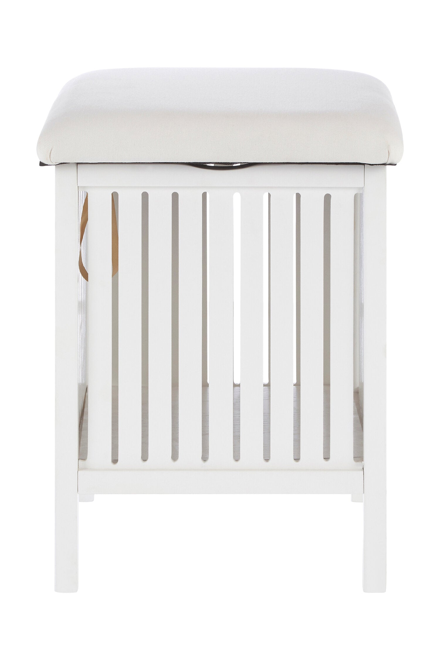 White Bathroom Slatted Laundry Storage Stool - The Orchard Home and Gifts