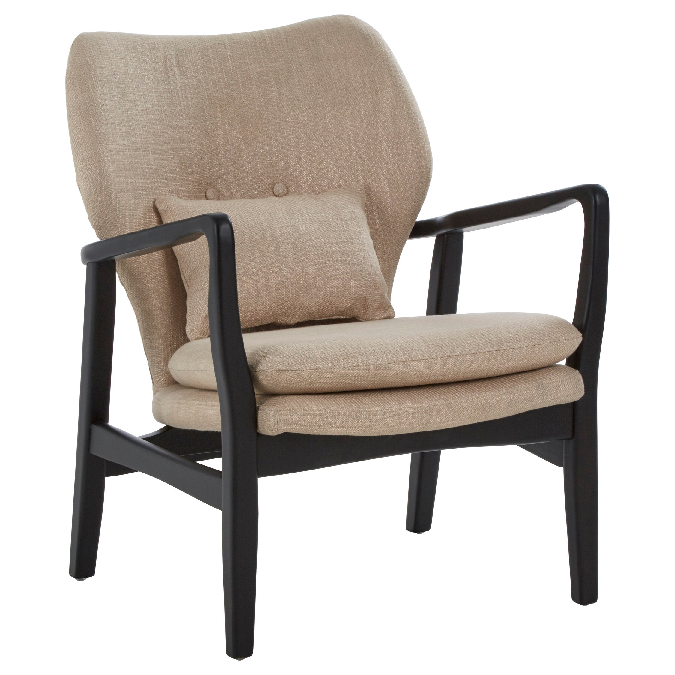 Mid Century Beige Padded Armcahir with Black Frame - The Orchard Home and Gifts
