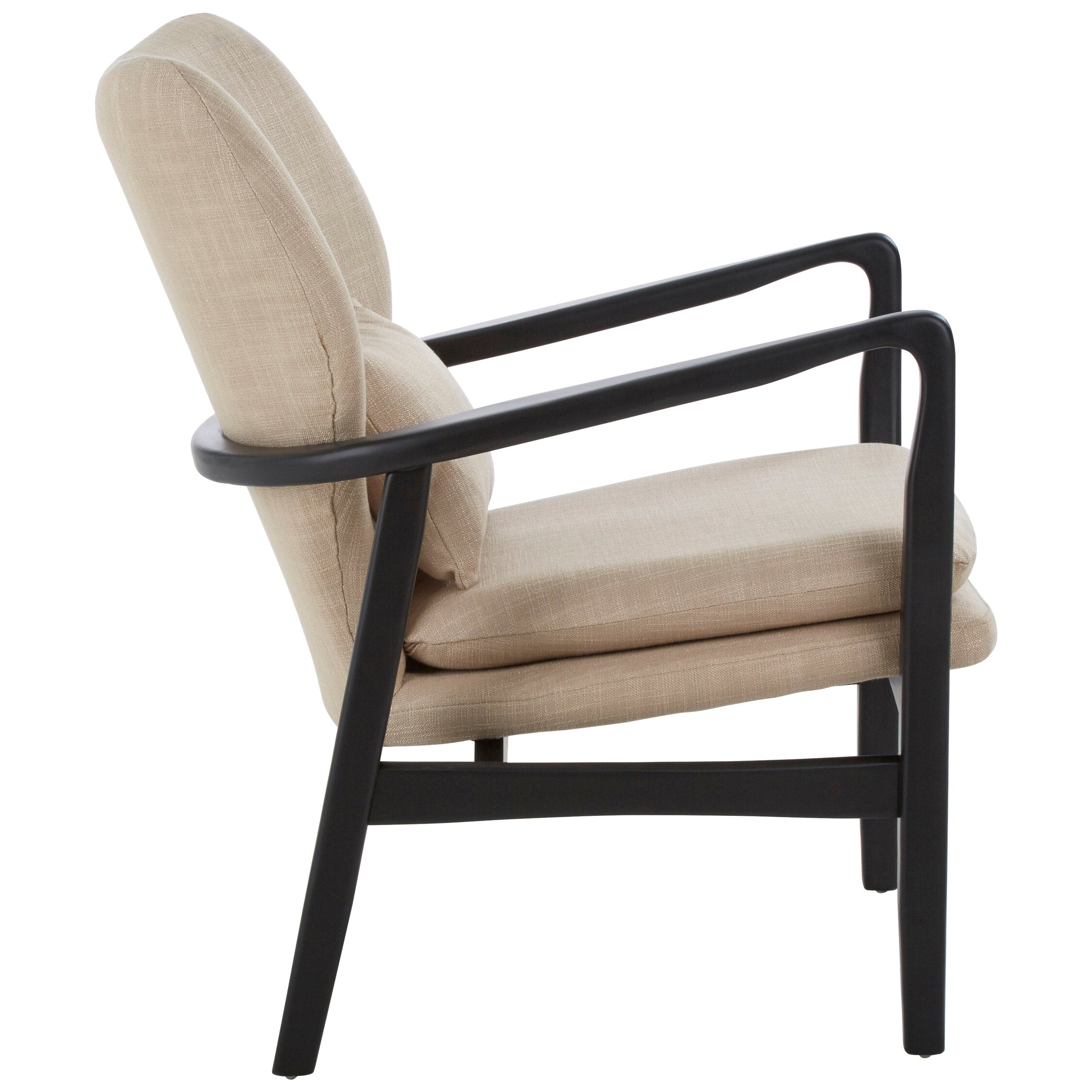 Mid Century Beige Padded Armcahir with Black Frame - The Orchard Home and Gifts