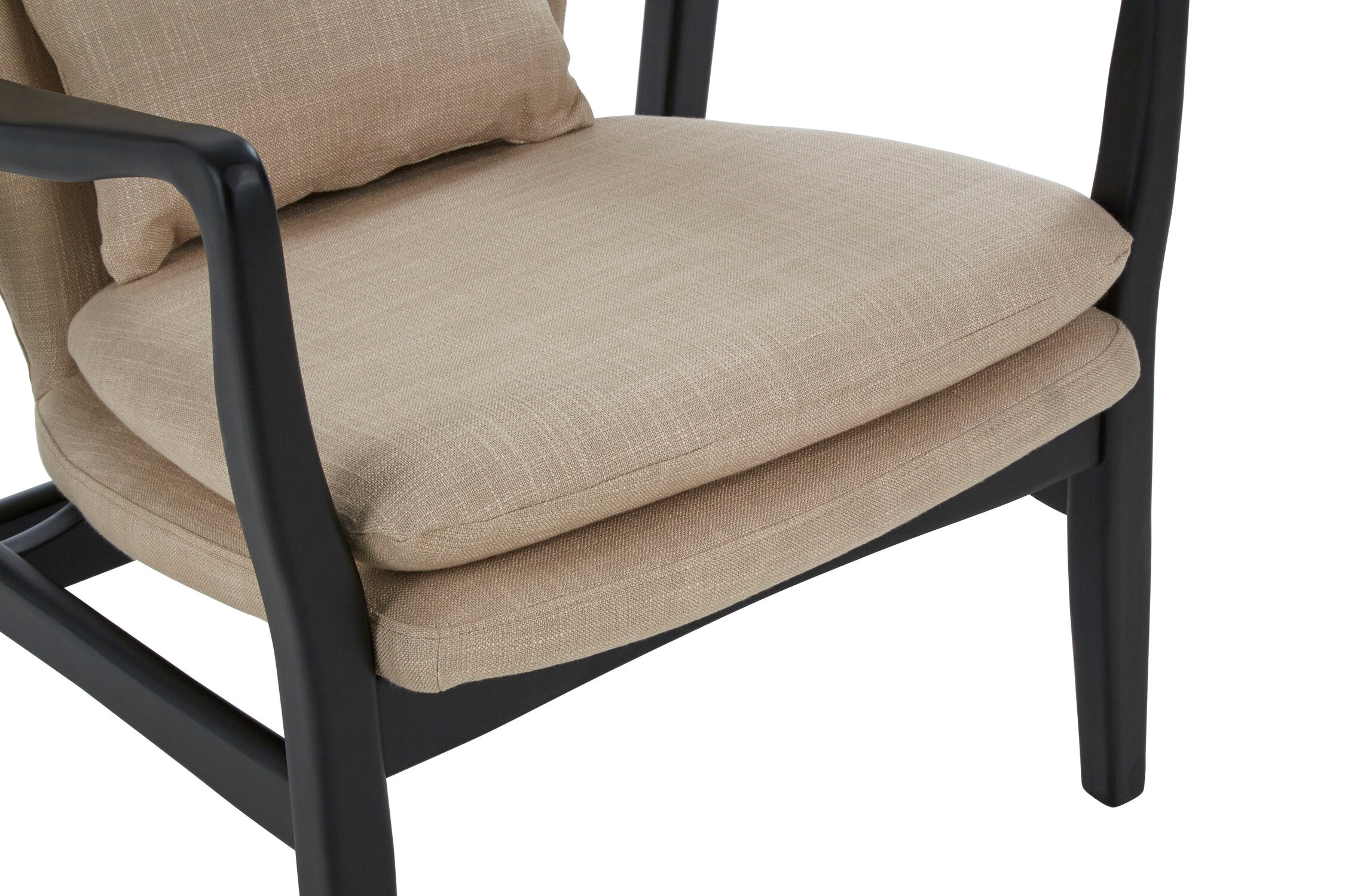 Mid Century Beige Padded Armcahir with Black Frame - The Orchard Home and Gifts