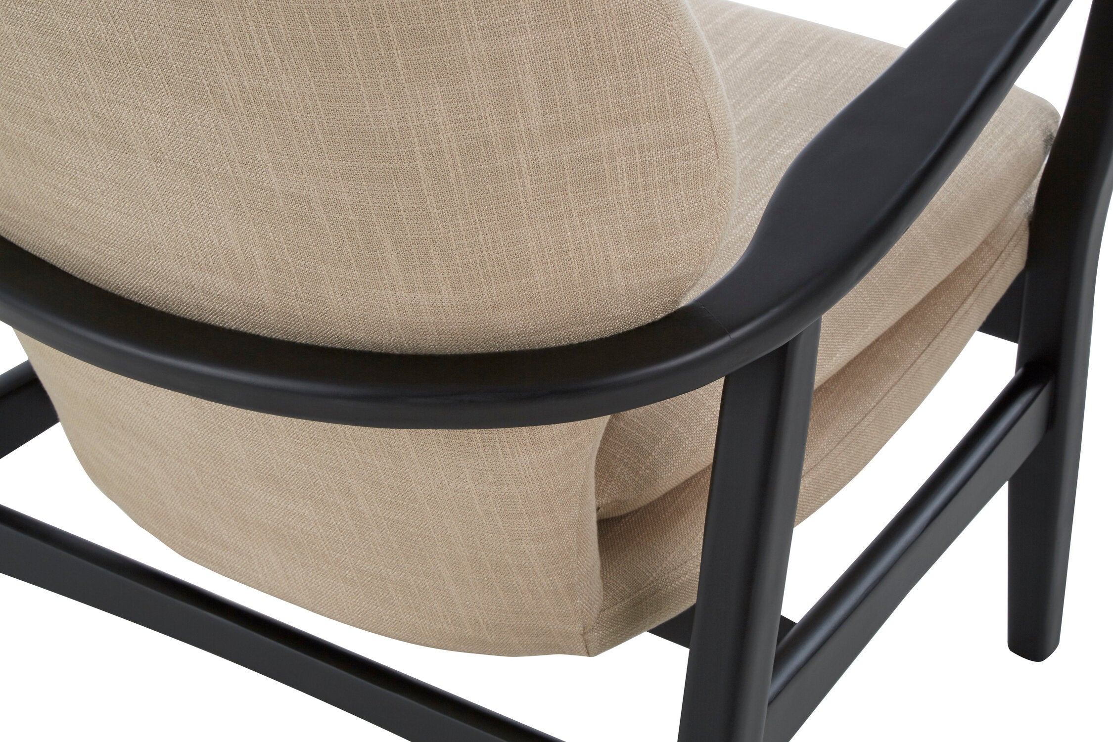 Mid Century Beige Padded Armcahir with Black Frame - The Orchard Home and Gifts