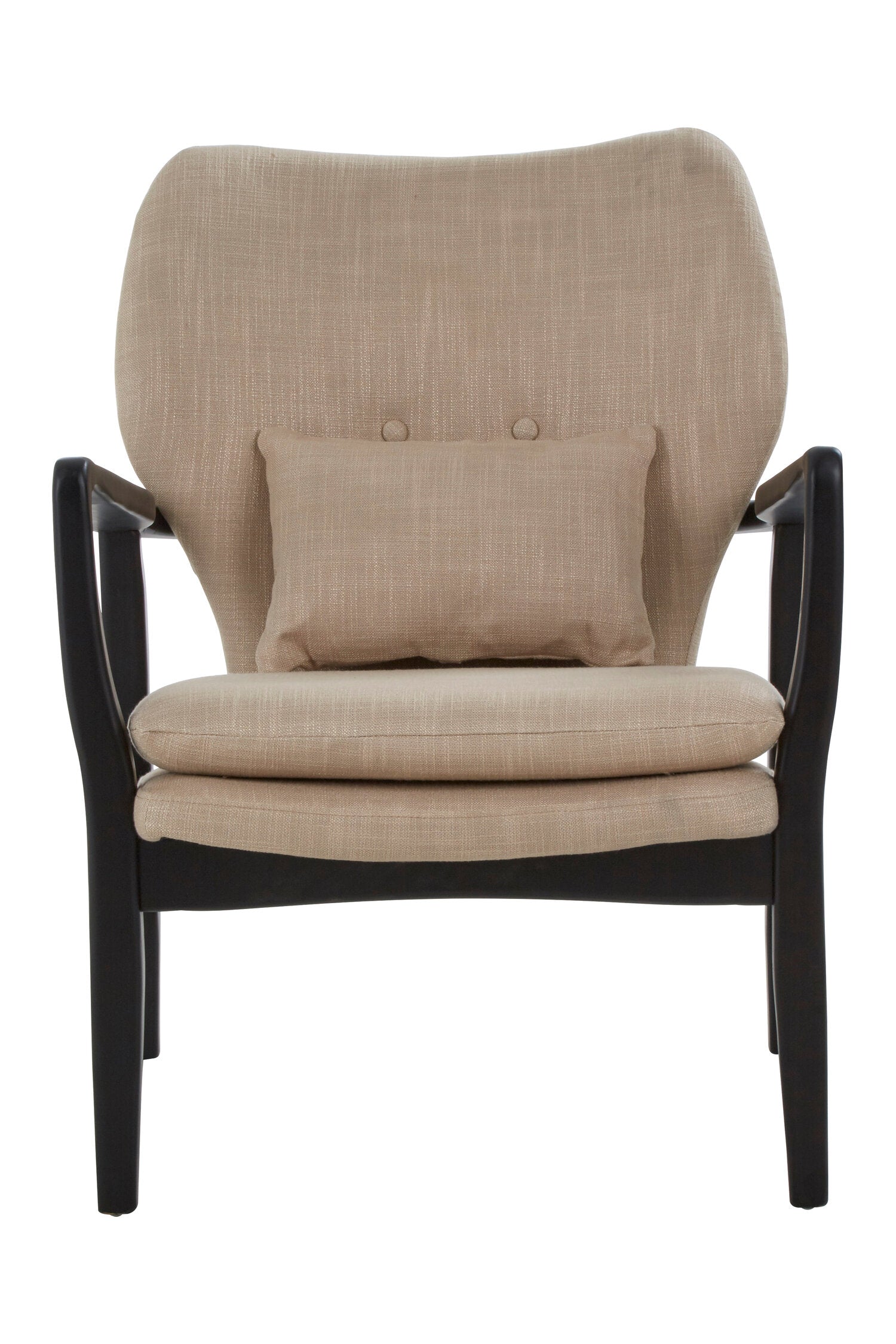 Mid Century Beige Padded Armcahir with Black Frame - The Orchard Home and Gifts