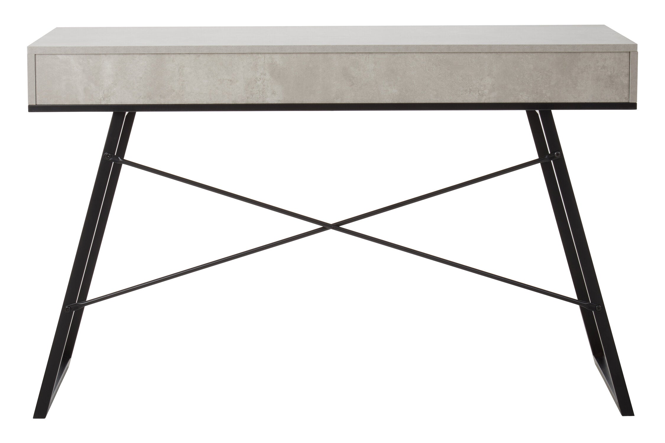 Concrete Effect Industrial Two Drawer Desk Console Table - The Orchard Home and Gifts
