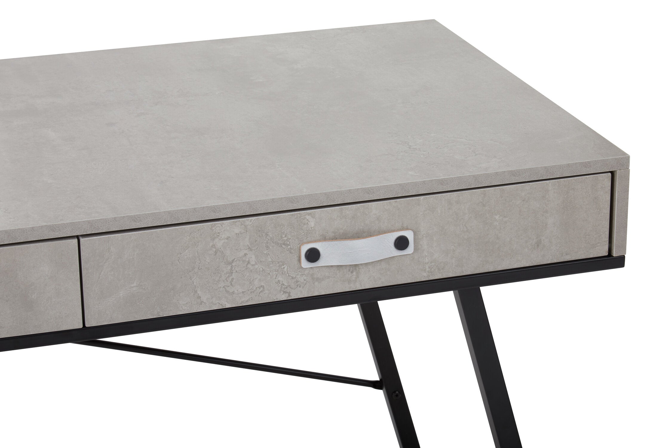 Concrete Effect Industrial Two Drawer Desk Console Table - The Orchard Home and Gifts