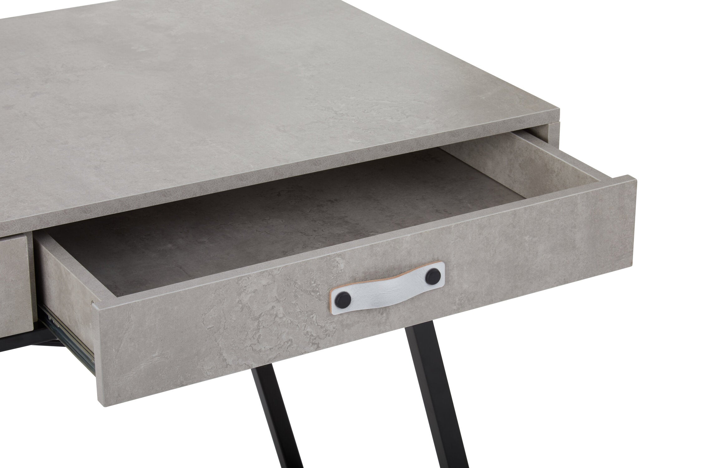 Concrete Effect Industrial Two Drawer Desk Console Table - The Orchard Home and Gifts