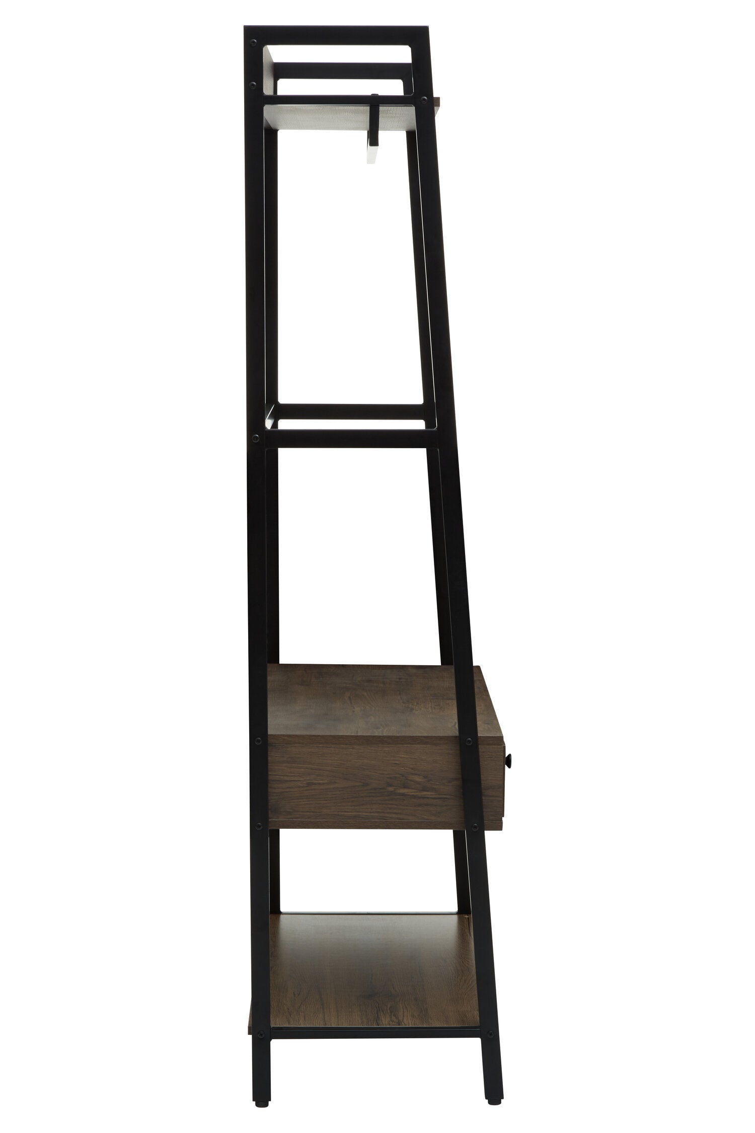 Dark Oak Effect Open Wardrobe with One Drawer - The Orchard Home and Gifts
