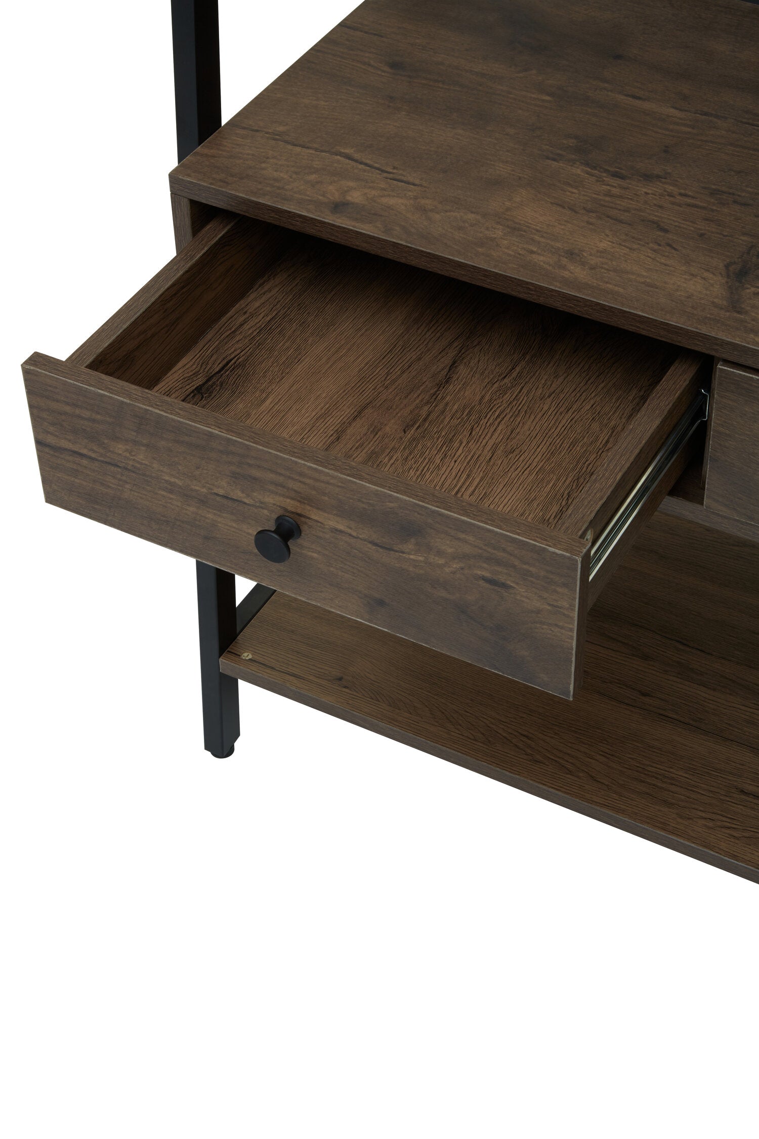 Dark Oak Effect Open Wardrobe with One Drawer - The Orchard Home and Gifts