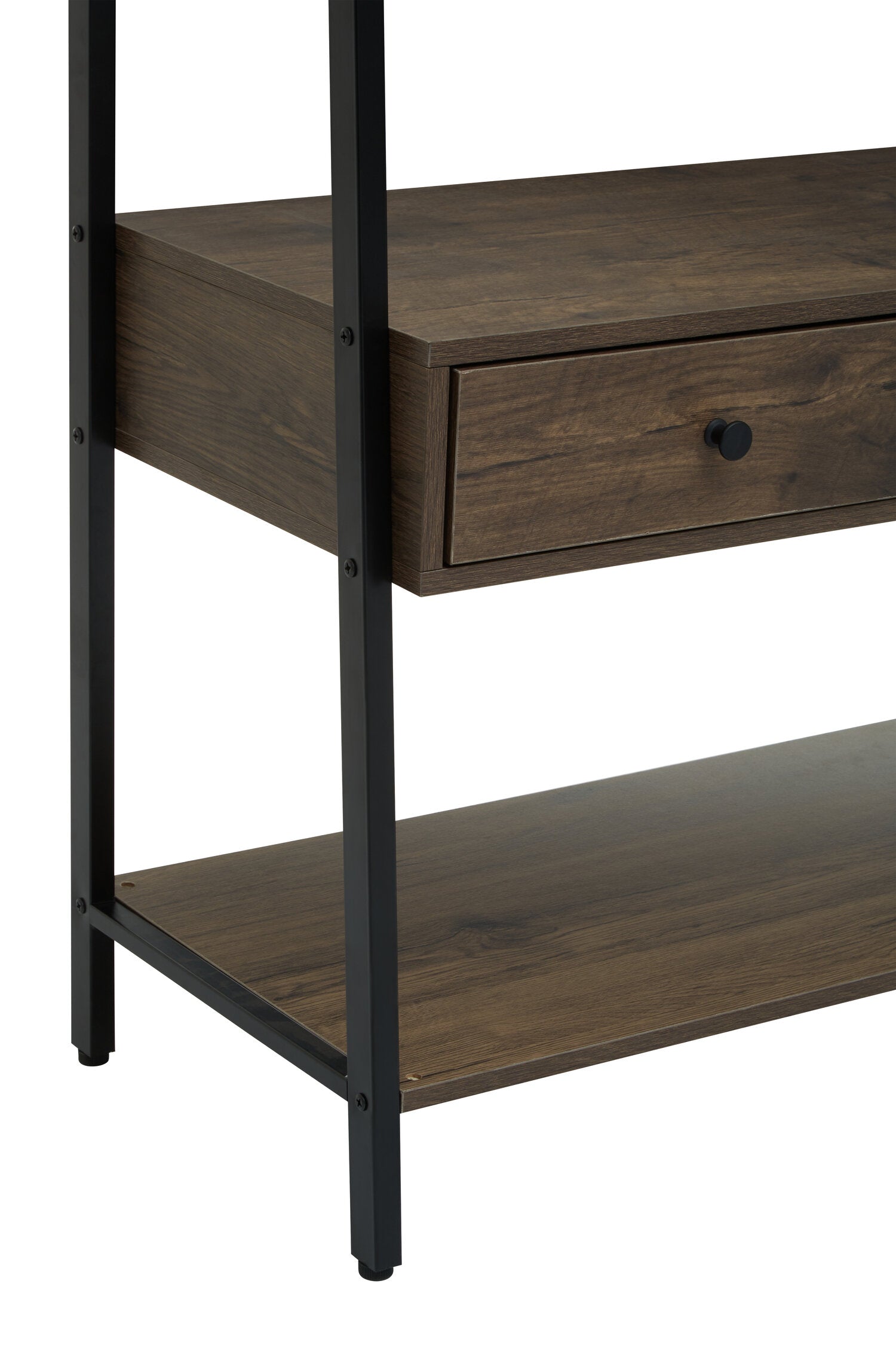 Dark Oak Effect Open Wardrobe with One Drawer - The Orchard Home and Gifts
