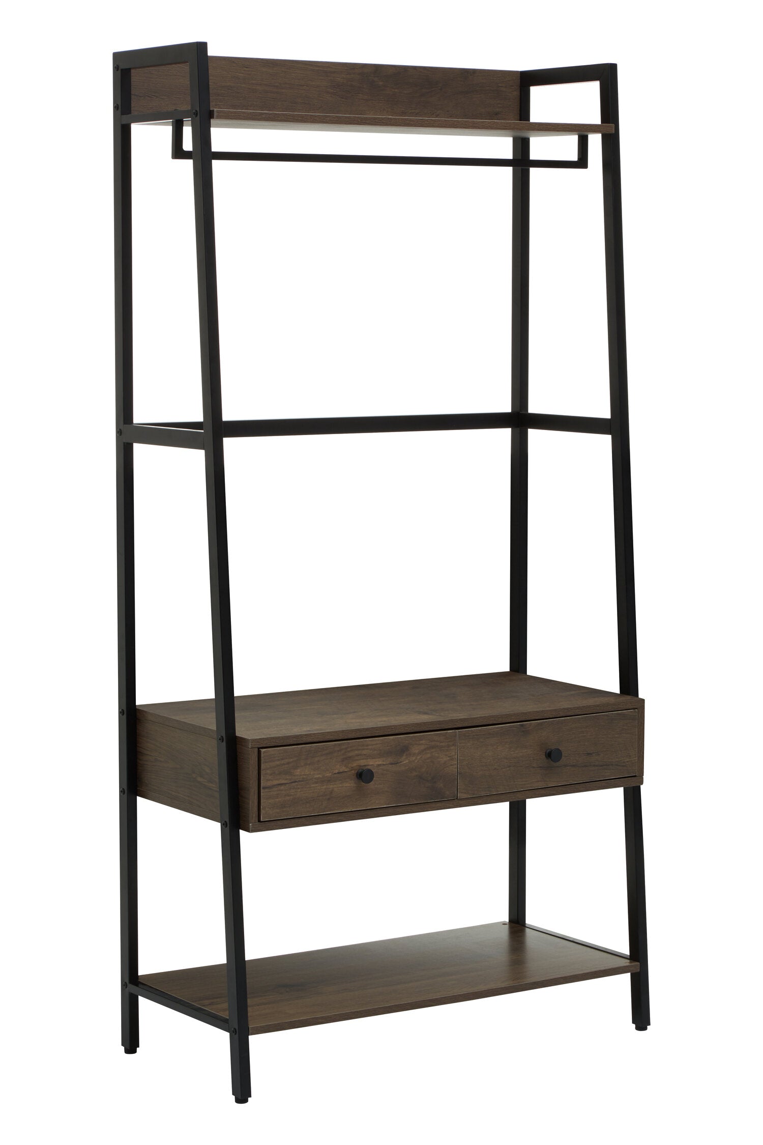 Dark Oak Effect Open Wardrobe with One Drawer - The Orchard Home and Gifts