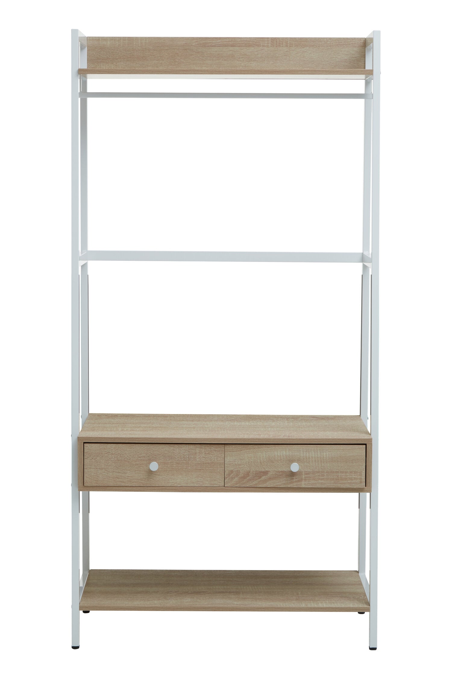 White and Natural Oak Effect Open Wardrobe with One Drawer - The Orchard Home and Gifts