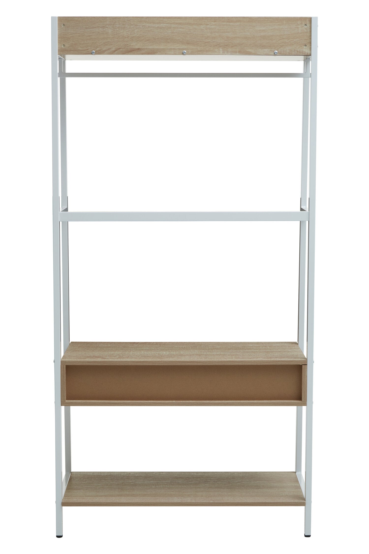 White and Natural Oak Effect Open Wardrobe with One Drawer - The Orchard Home and Gifts