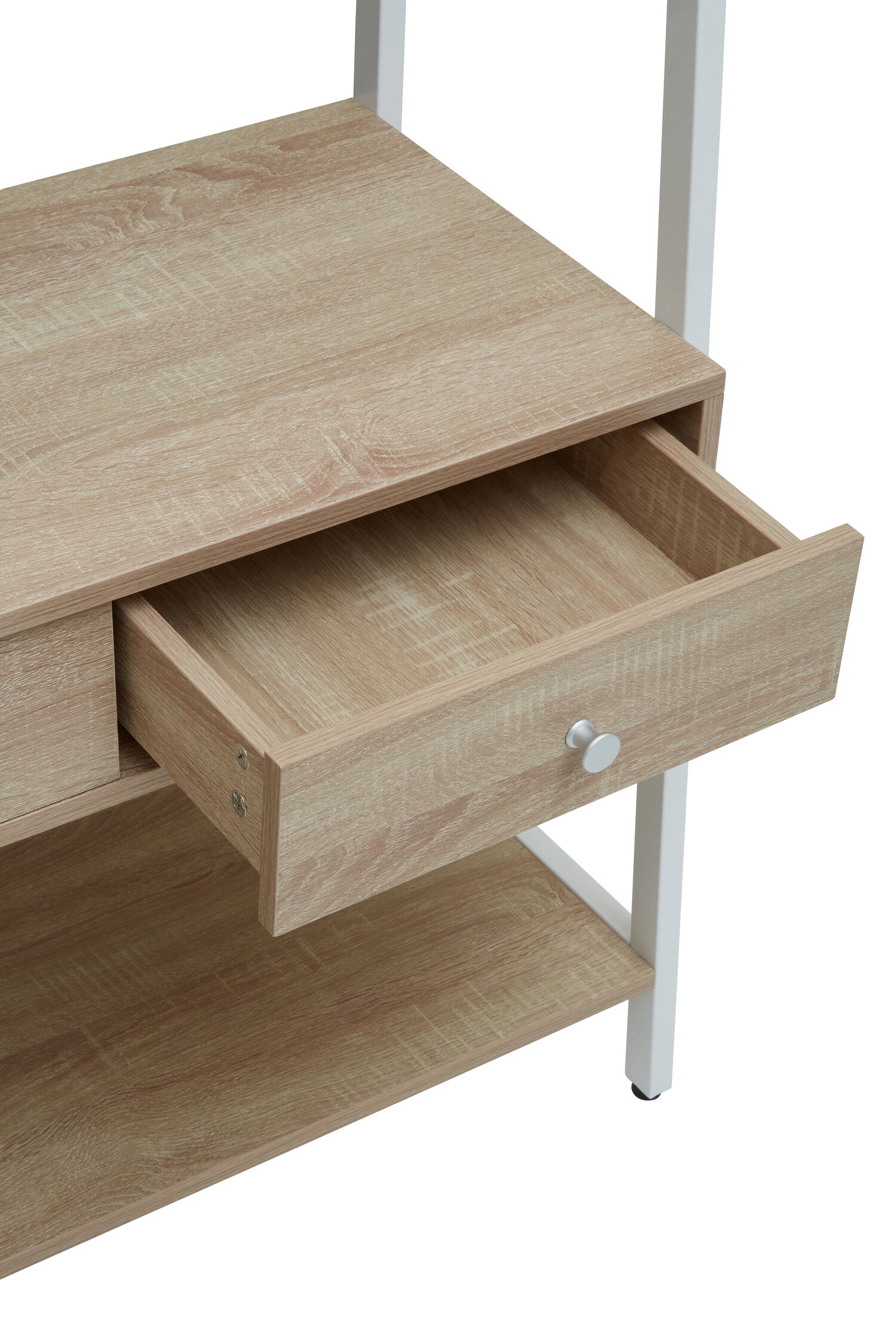 White and Natural Oak Effect Open Wardrobe with One Drawer - The Orchard Home and Gifts
