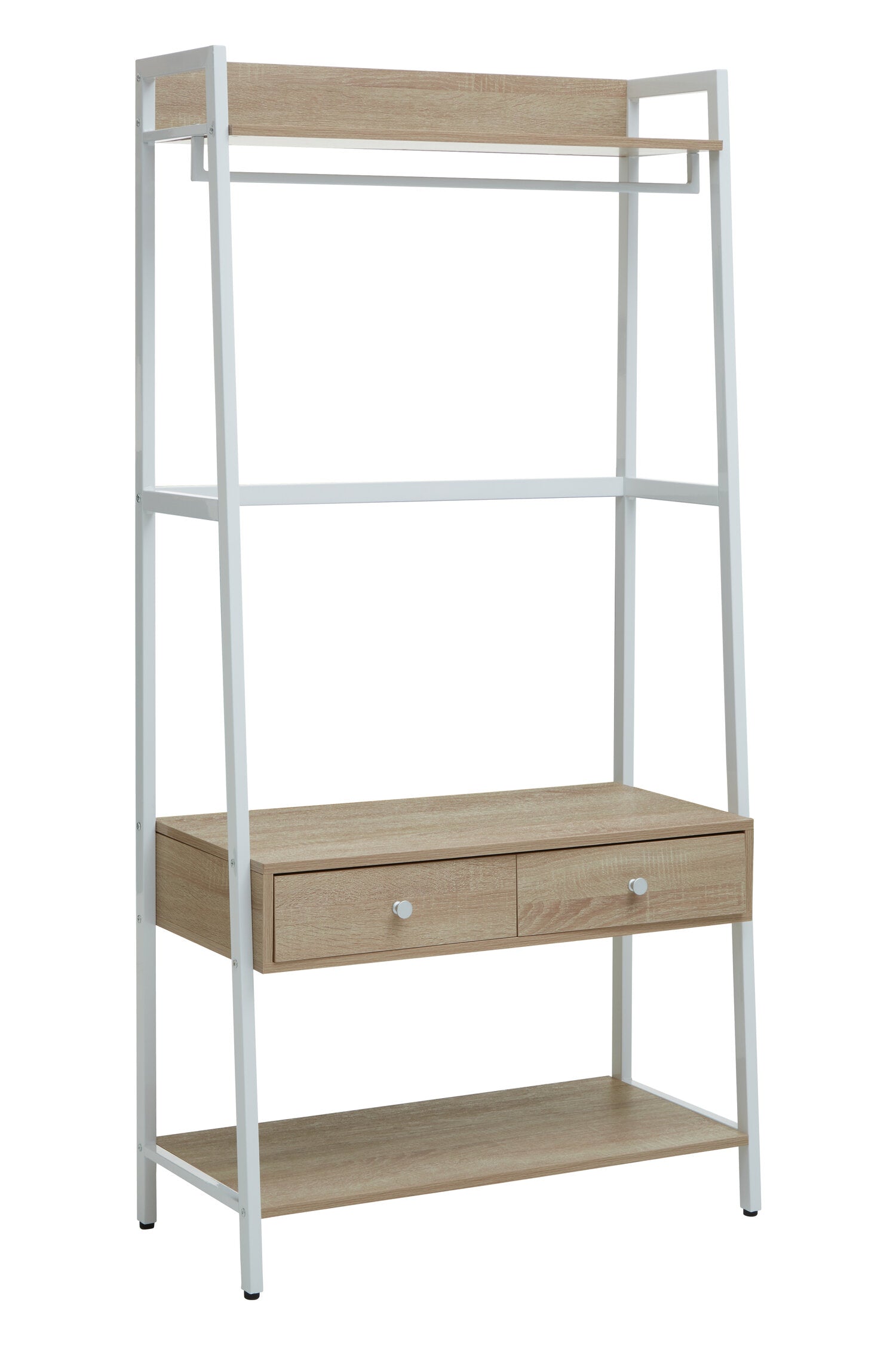 White and Natural Oak Effect Open Wardrobe with One Drawer - The Orchard Home and Gifts