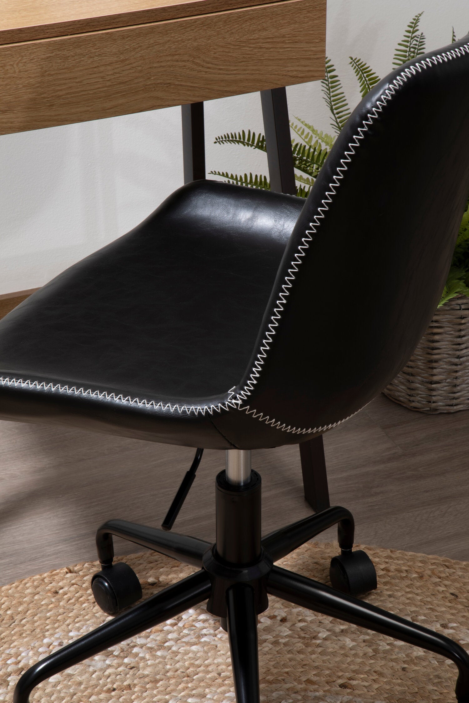 Morris Black PU Leather Swivel Office Chair - The Orchard Home and Gifts