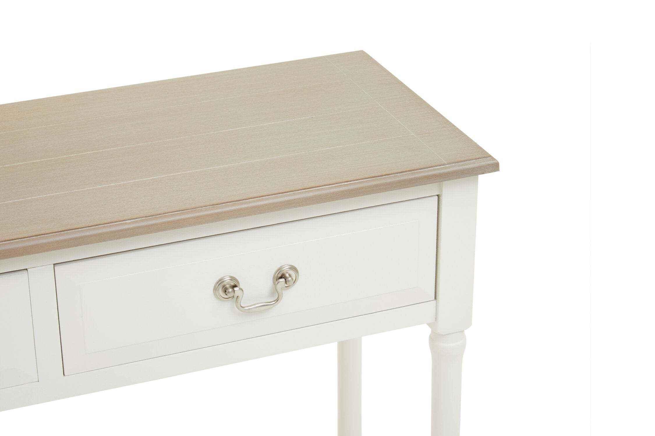 Country White Two Drawer Console Table with Shelf - The Orchard Home and Gifts