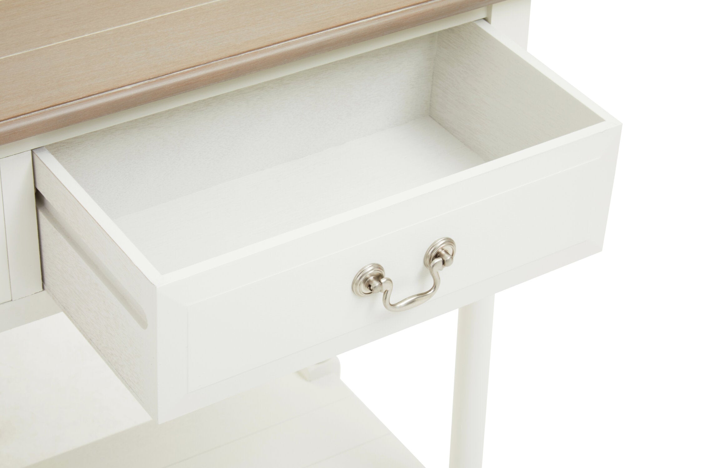 Country White Two Drawer Console Table with Shelf - The Orchard Home and Gifts