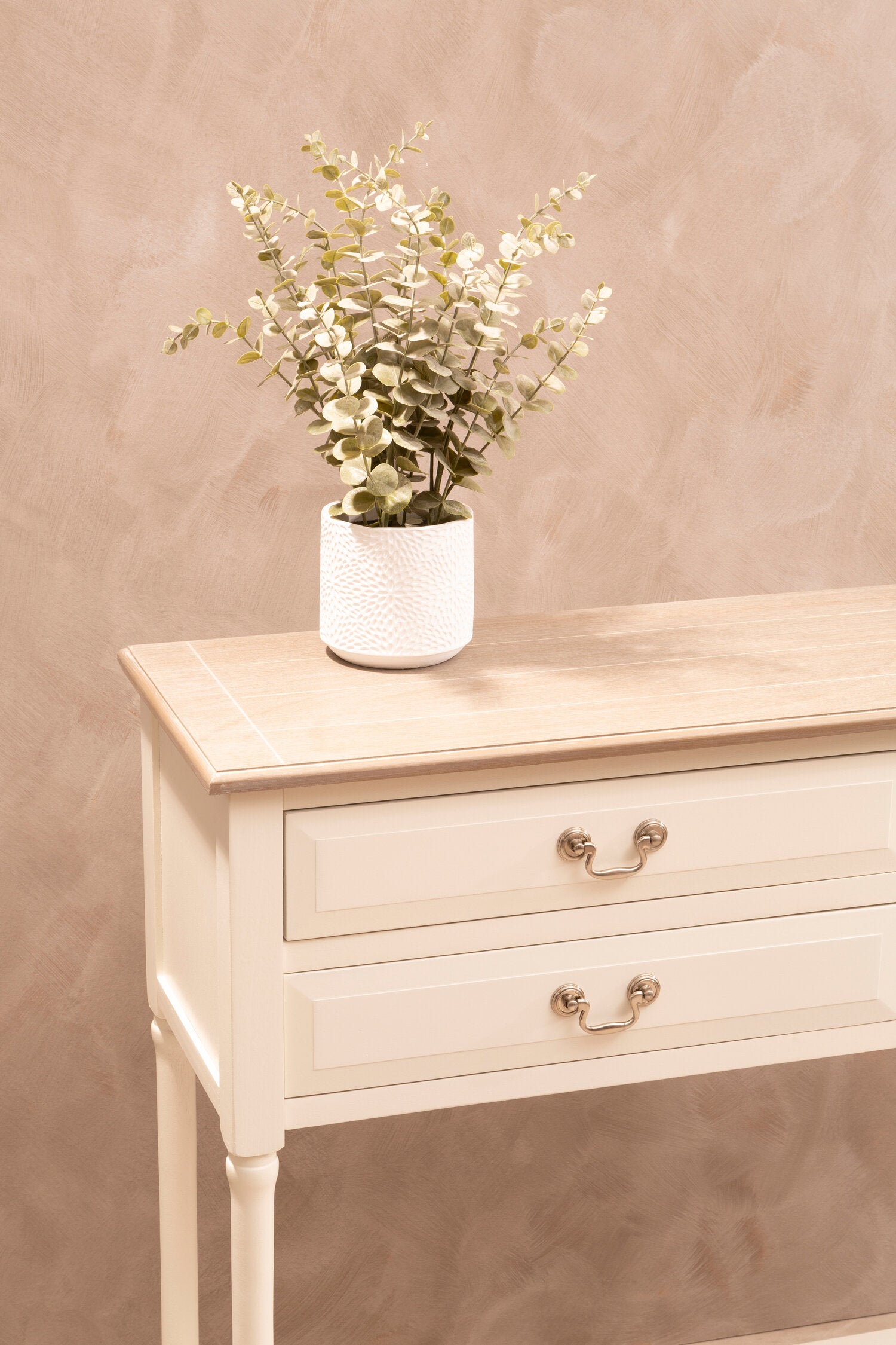 Country White Four Drawer Console Table with Shelf - The Orchard Home and Gifts