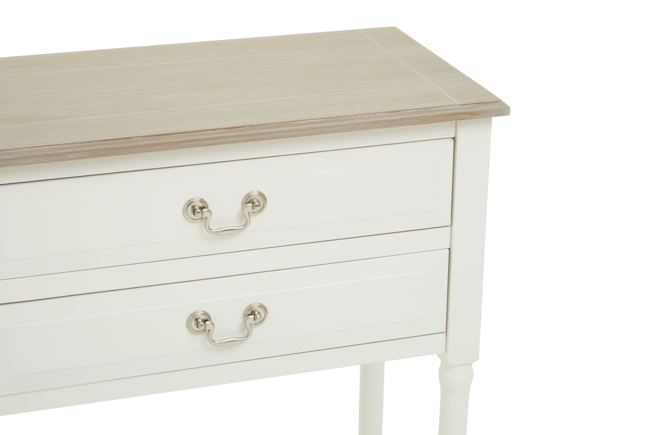 Country White Four Drawer Console Table with Shelf - The Orchard Home and Gifts