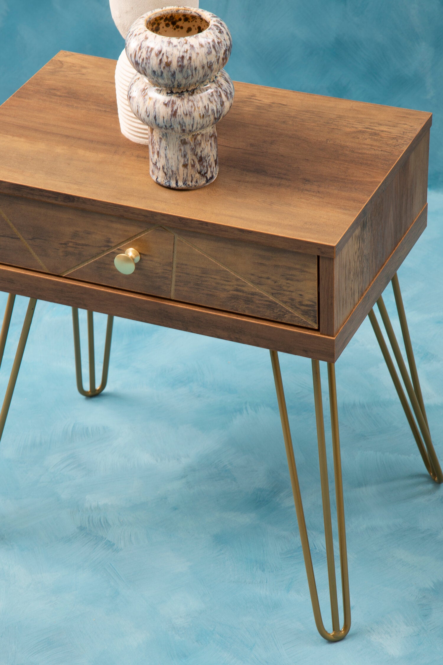 Albin One Drawer Side Table with Hairpin Legs - The Orchard Home and Gifts