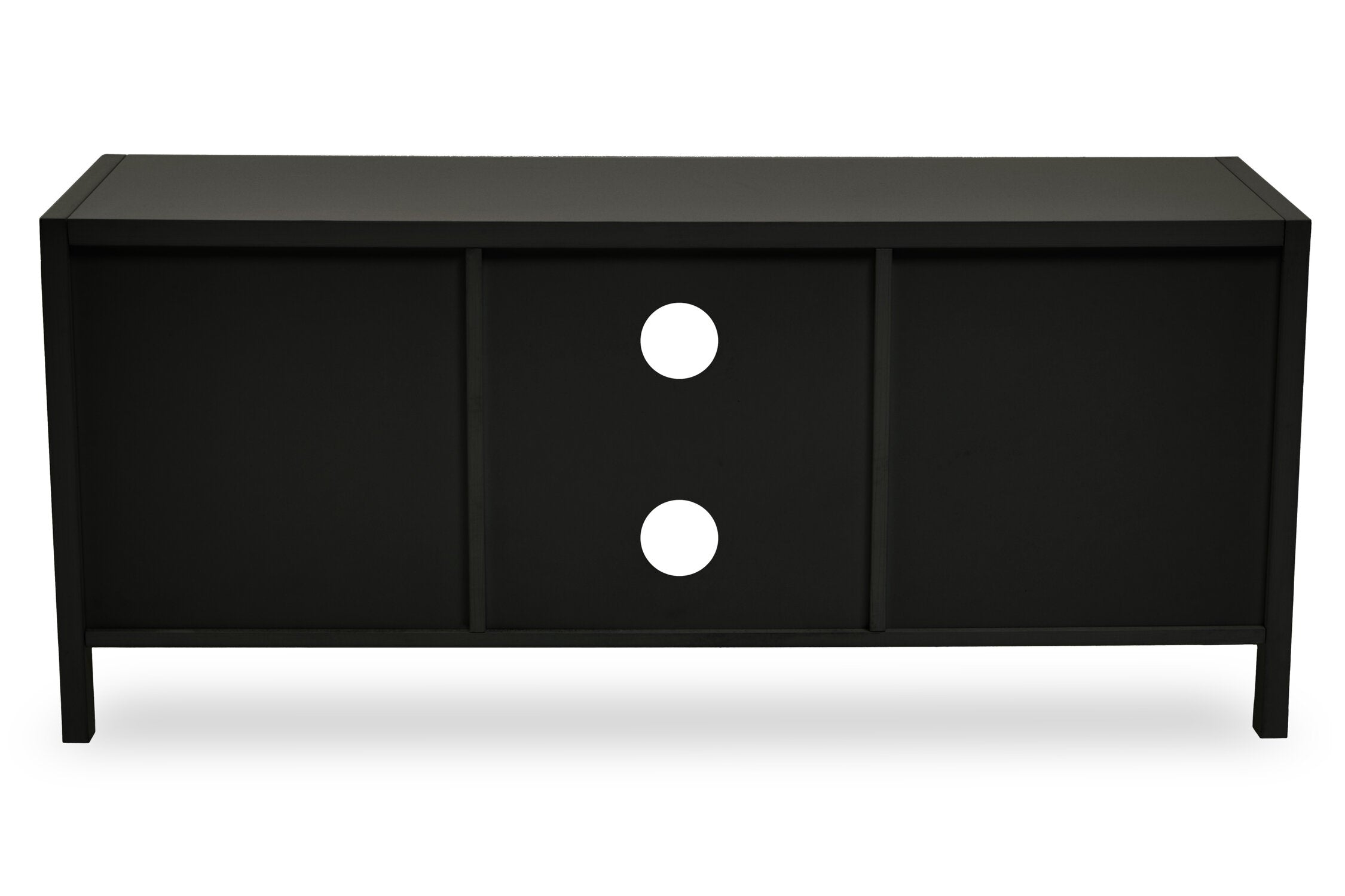 Herman Black Wood and Rattan Two Door Two Shelf Media Unit - The Orchard Home and Gifts