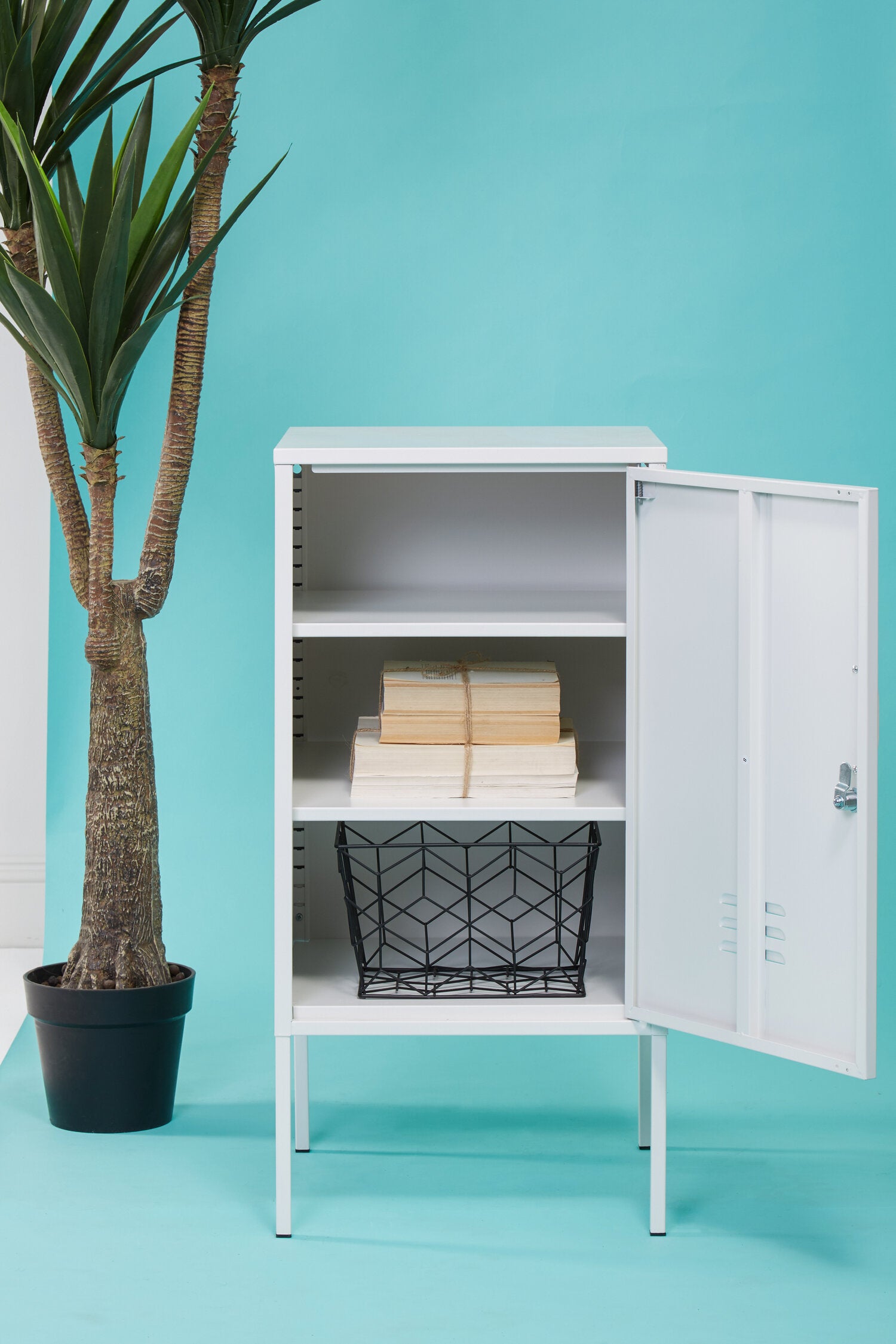 Stamford Small White Metal Locker - The Orchard Home and Gifts