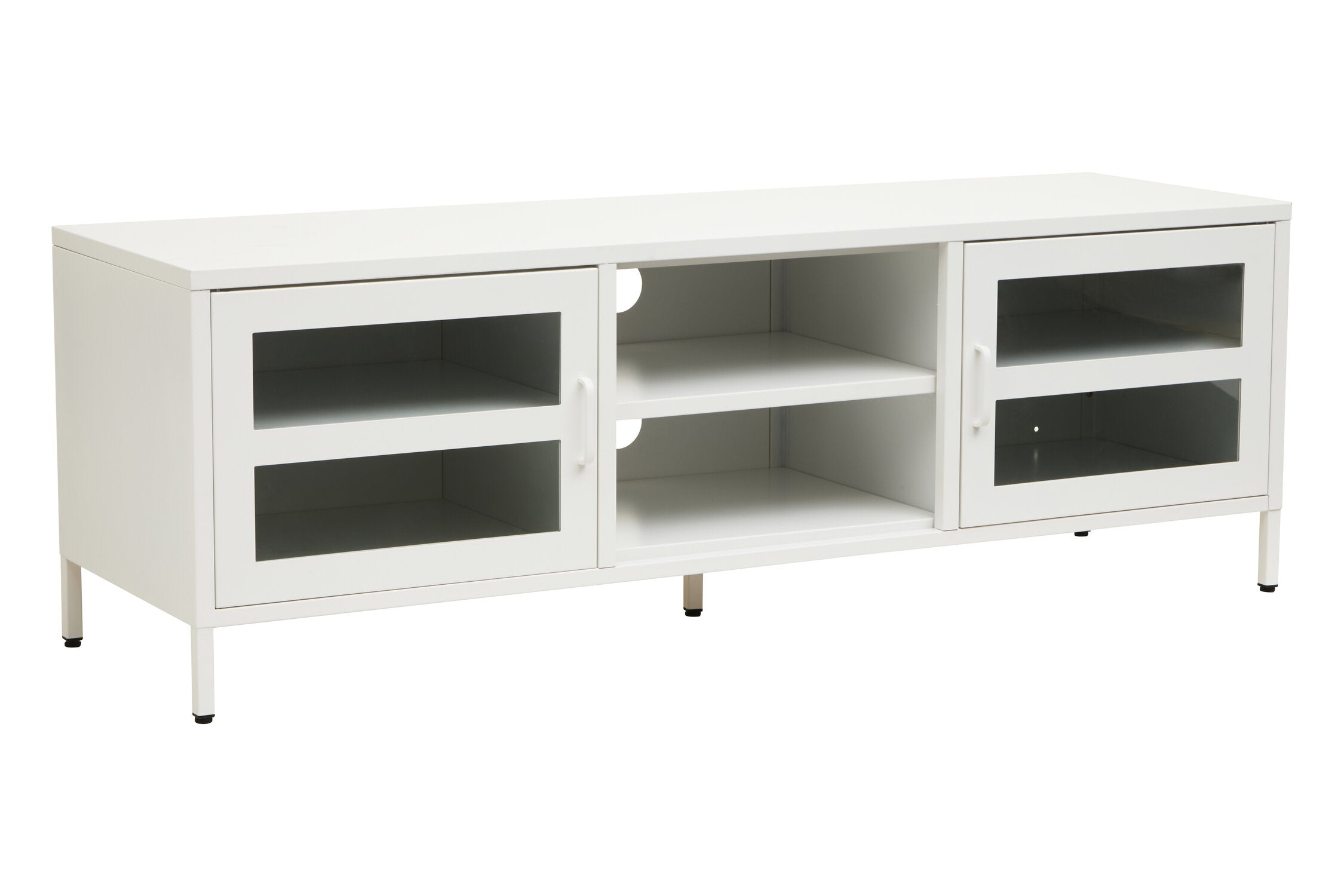 Asier White Metal Two Door Two Shelf Media Unit - The Orchard Home and Gifts