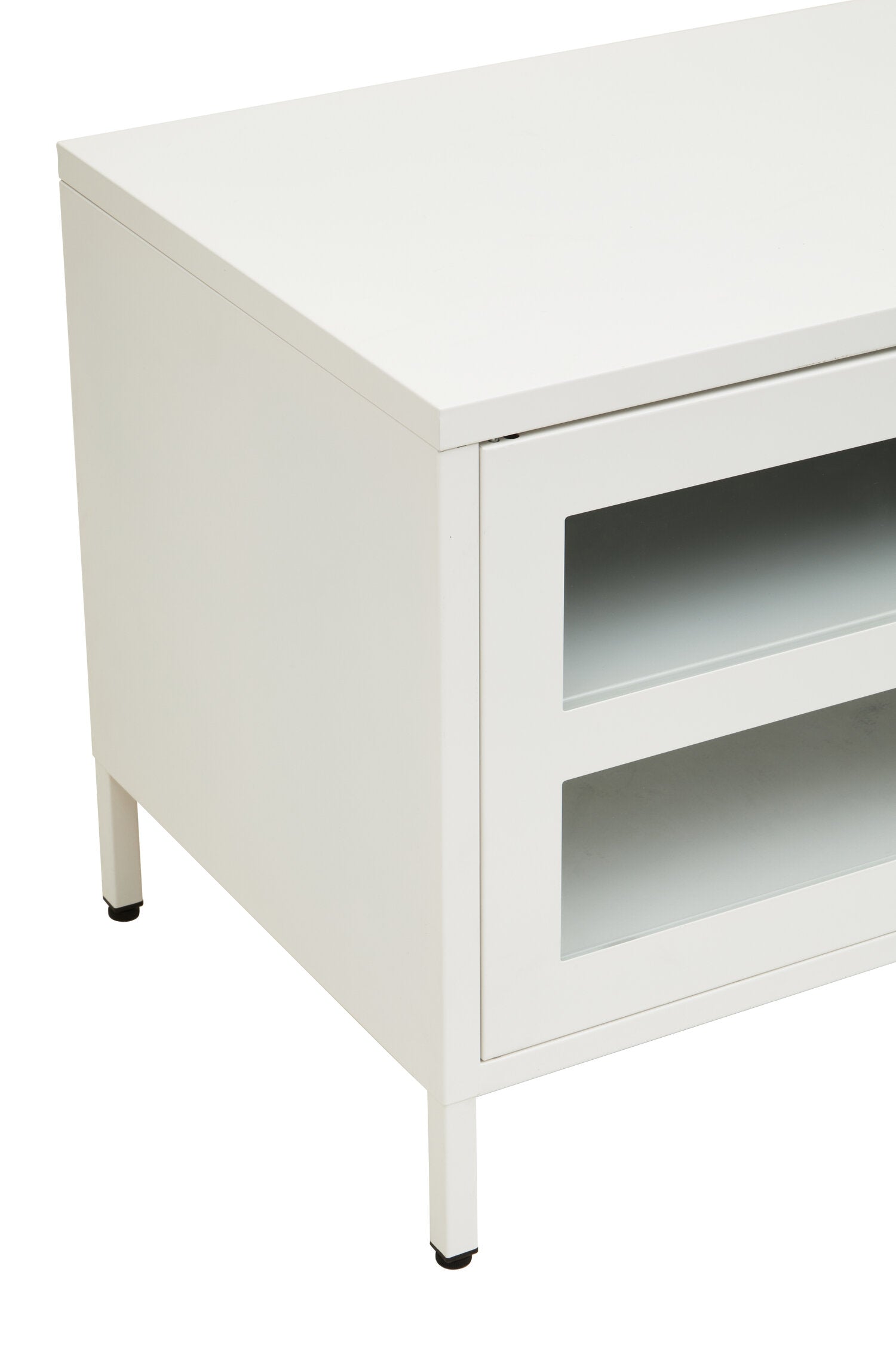 Asier White Metal Two Door Two Shelf Media Unit - The Orchard Home and Gifts