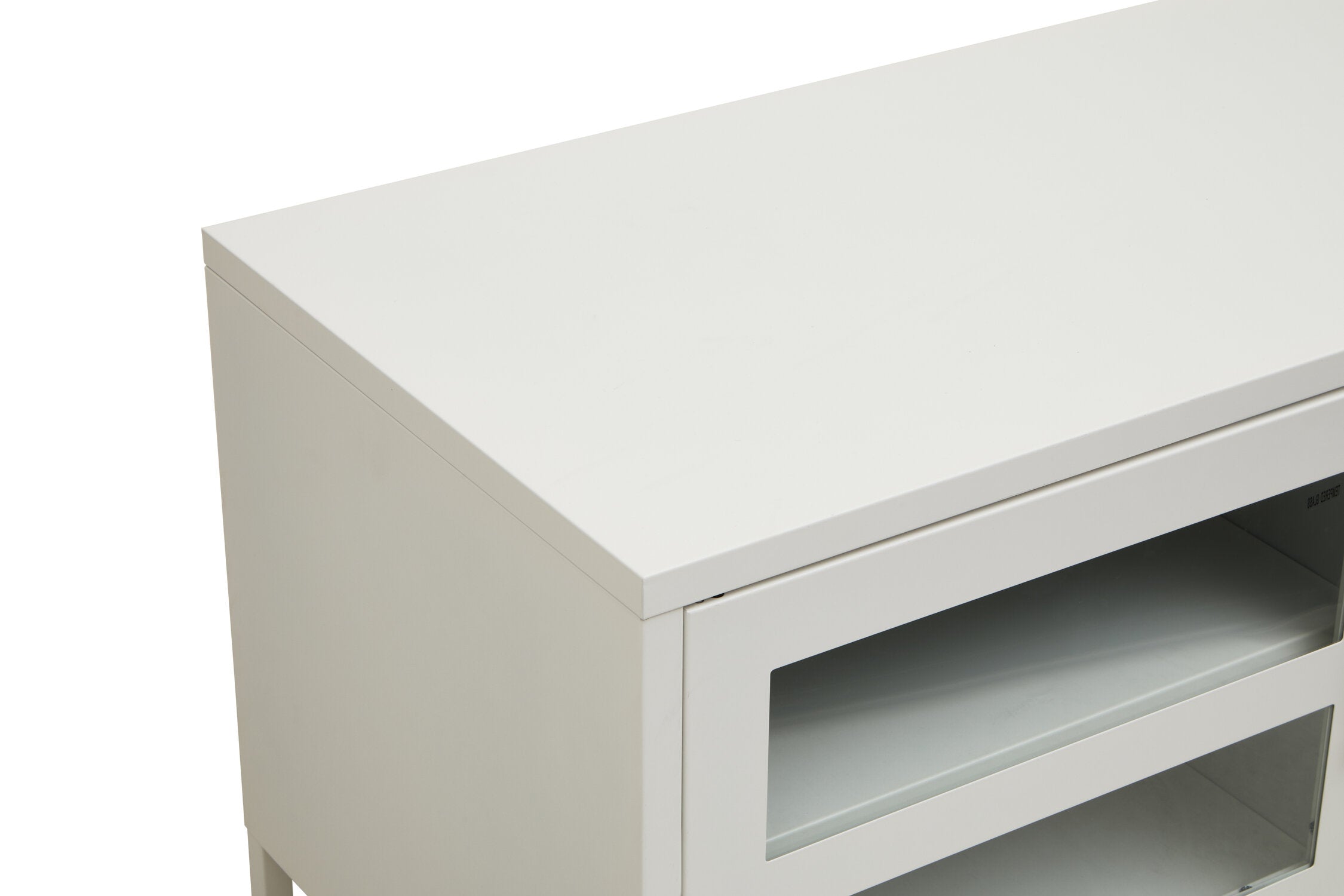 Asier White Metal Two Door Two Shelf Media Unit - The Orchard Home and Gifts