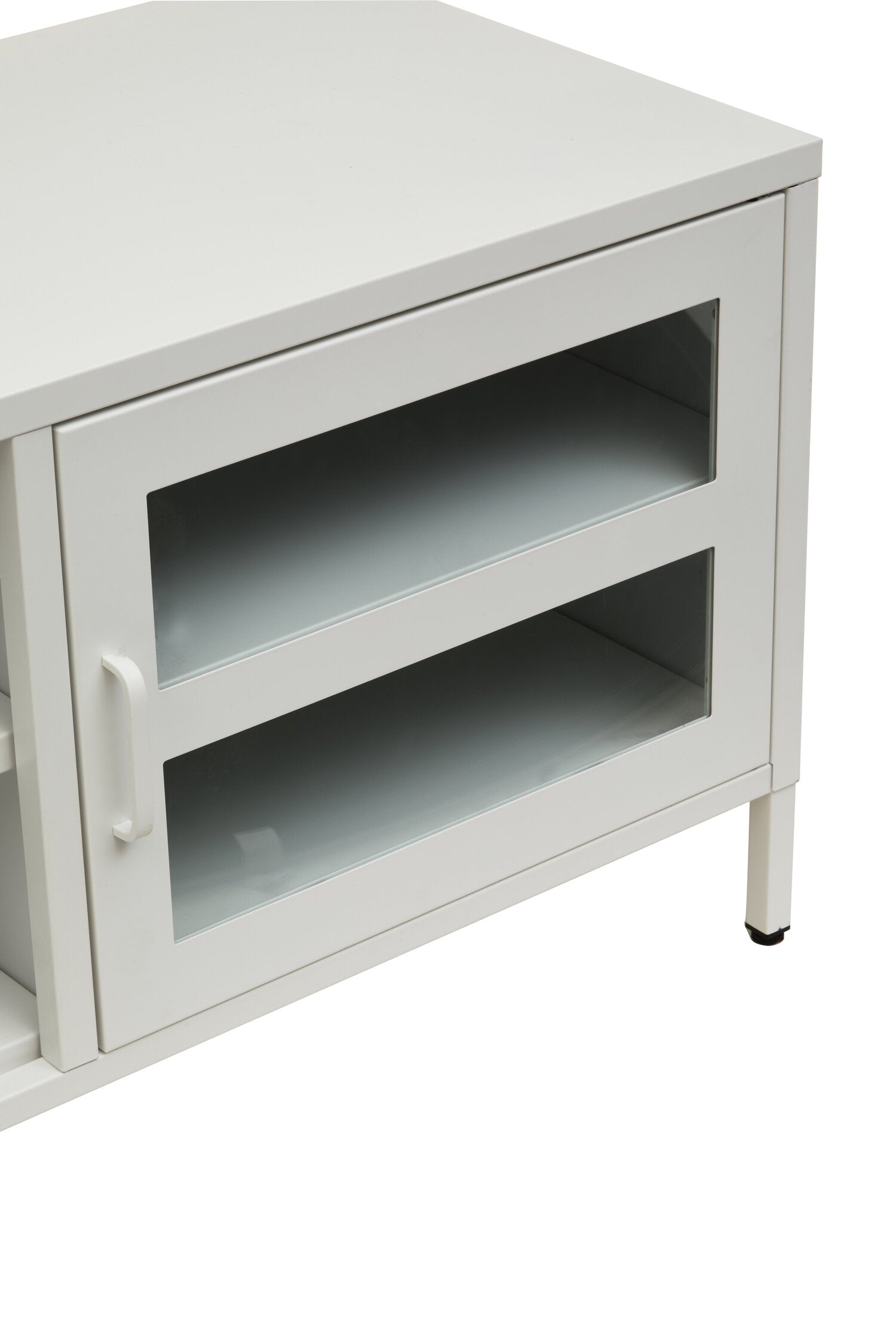 Asier White Metal Two Door Two Shelf Media Unit - The Orchard Home and Gifts