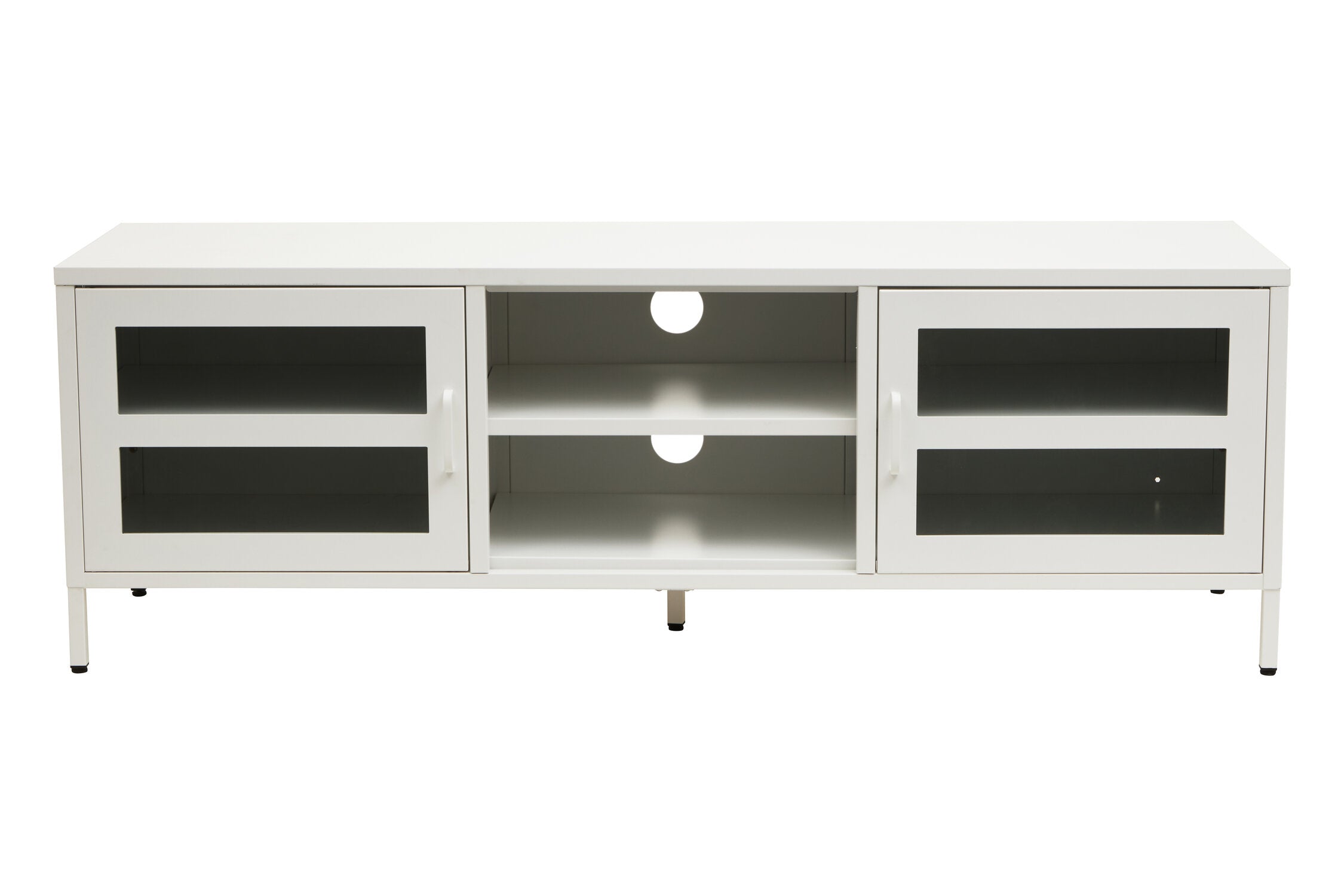 Asier White Metal Two Door Two Shelf Media Unit - The Orchard Home and Gifts