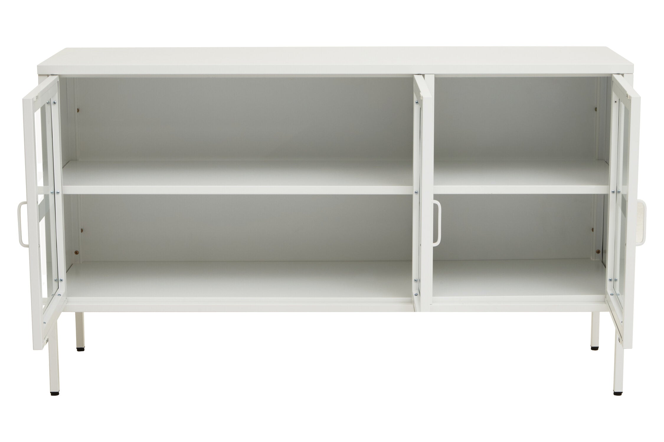 Asier White Metal Three Door Two Shelf Cabinet - The Orchard Home and Gifts