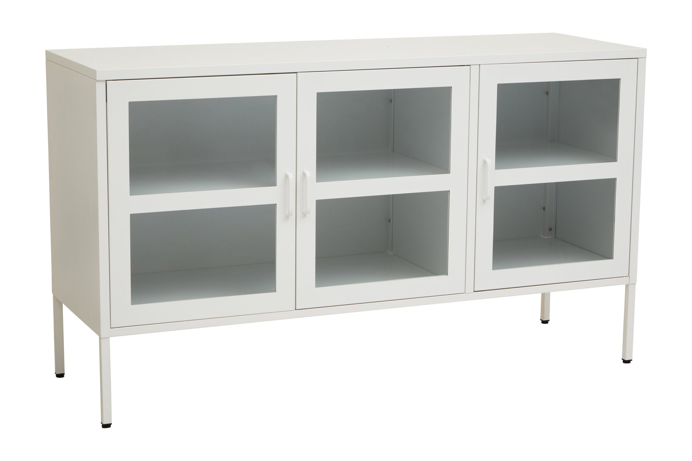 Asier White Metal Three Door Two Shelf Cabinet - The Orchard Home and Gifts