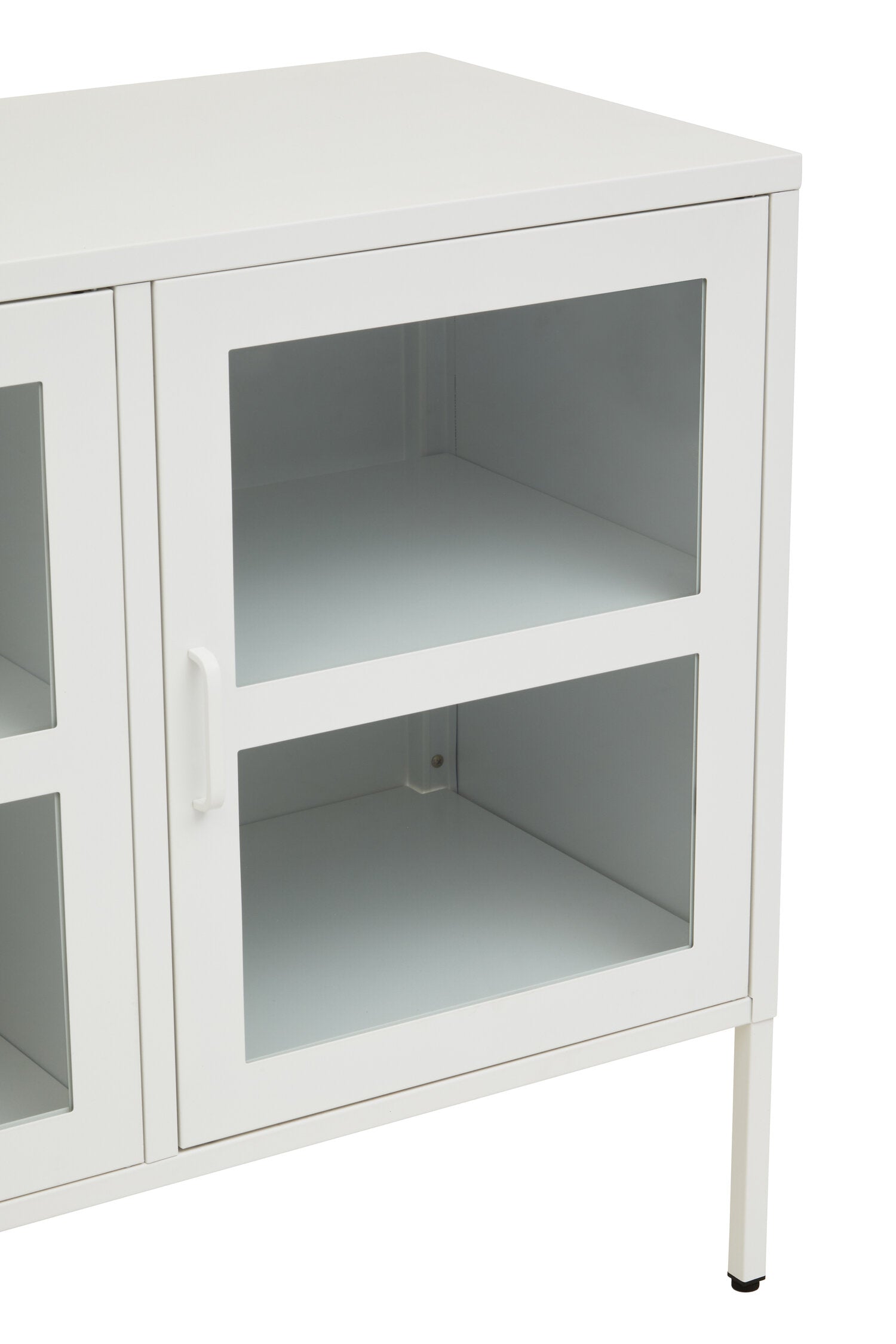 Asier White Metal Three Door Two Shelf Cabinet - The Orchard Home and Gifts