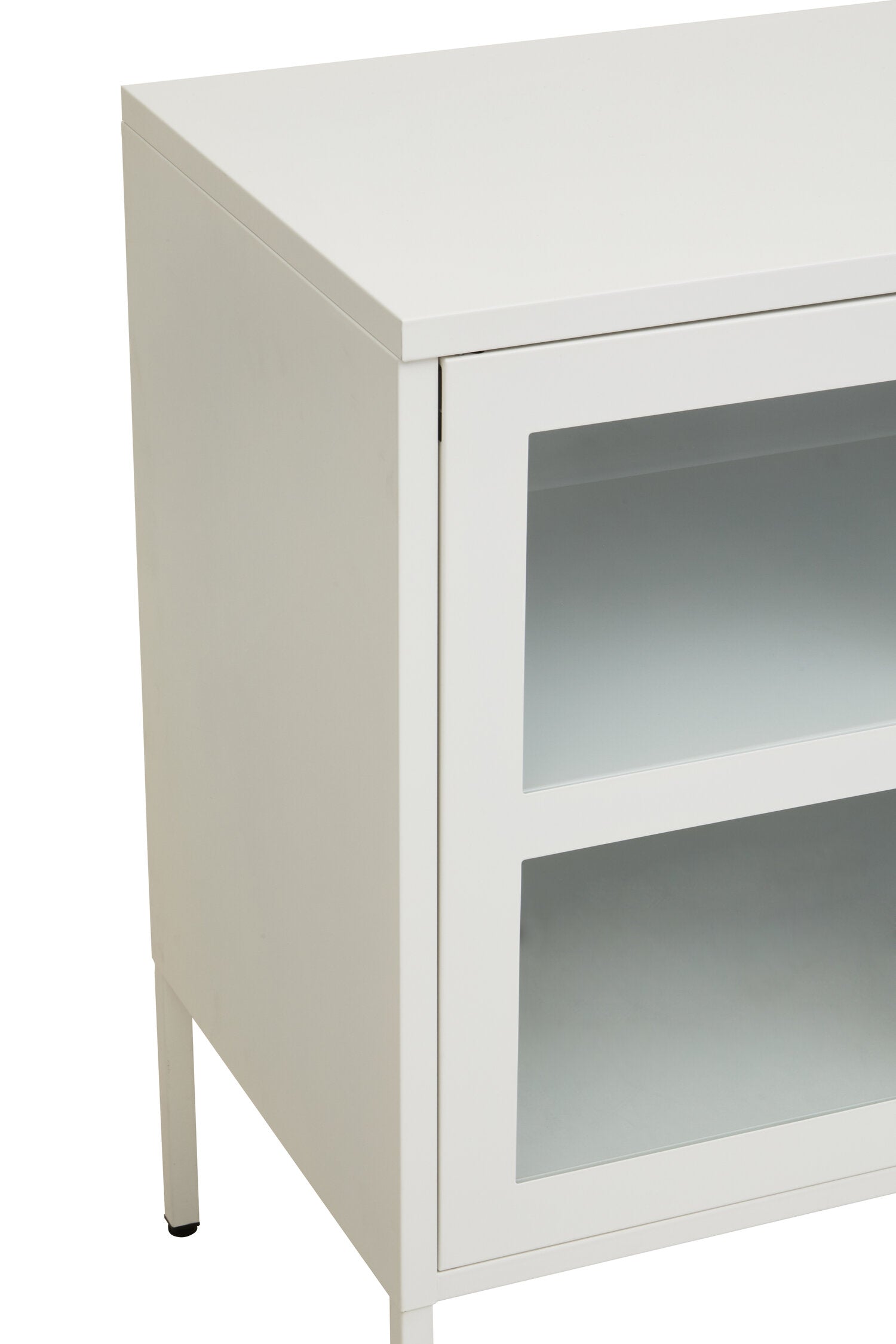 Asier White Metal Three Door Two Shelf Cabinet - The Orchard Home and Gifts