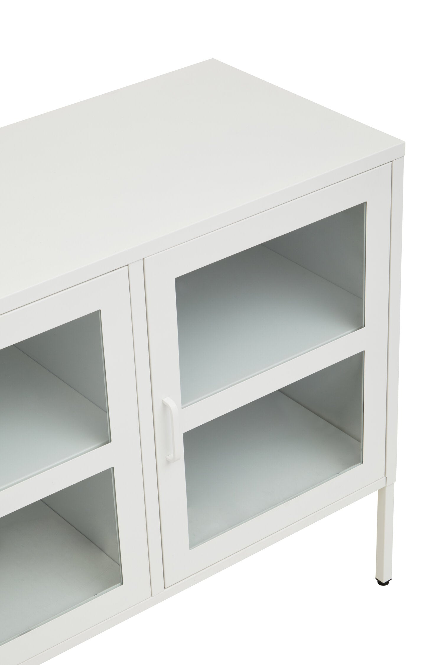 Asier White Metal Three Door Two Shelf Cabinet - The Orchard Home and Gifts