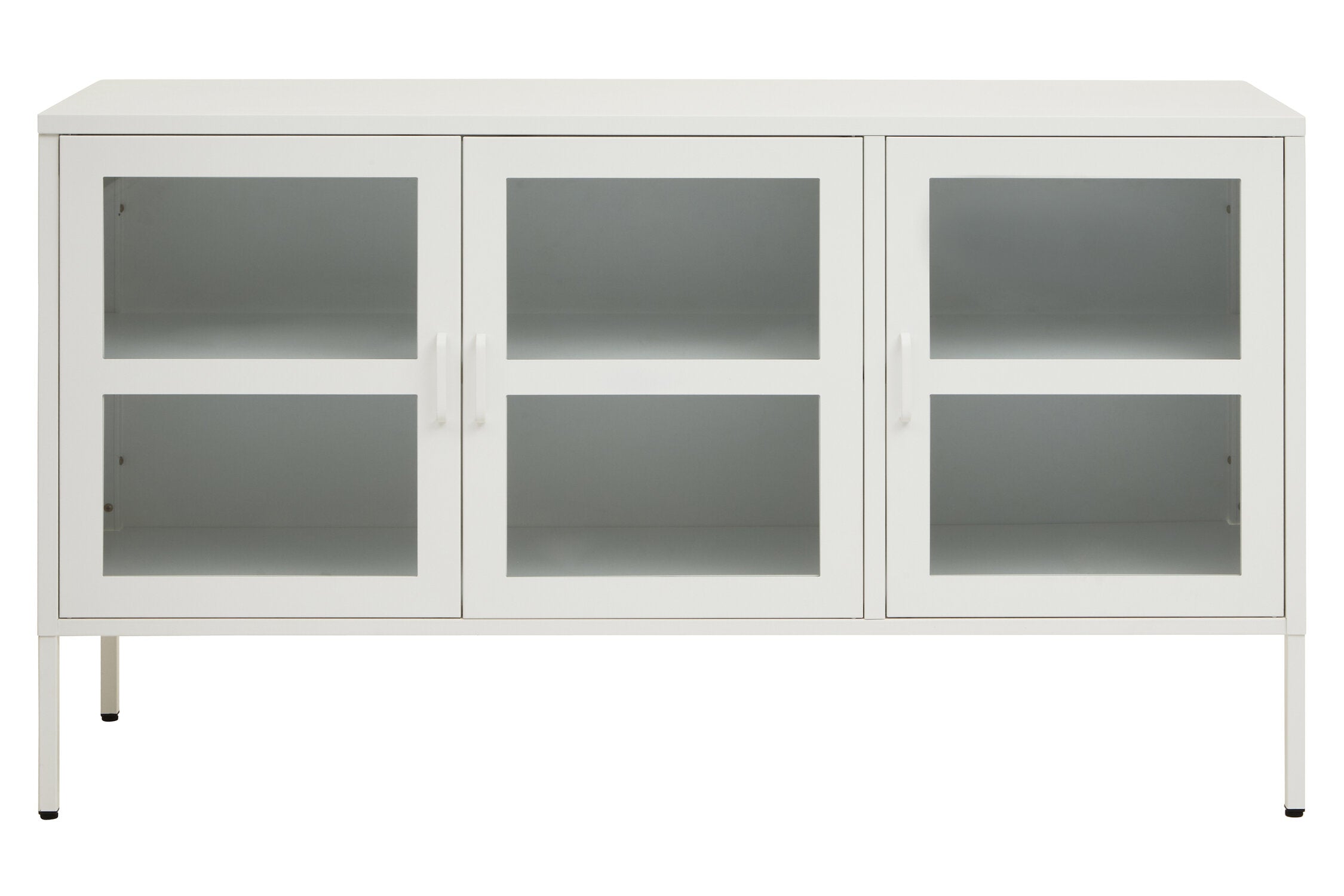 Asier White Metal Three Door Two Shelf Cabinet - The Orchard Home and Gifts