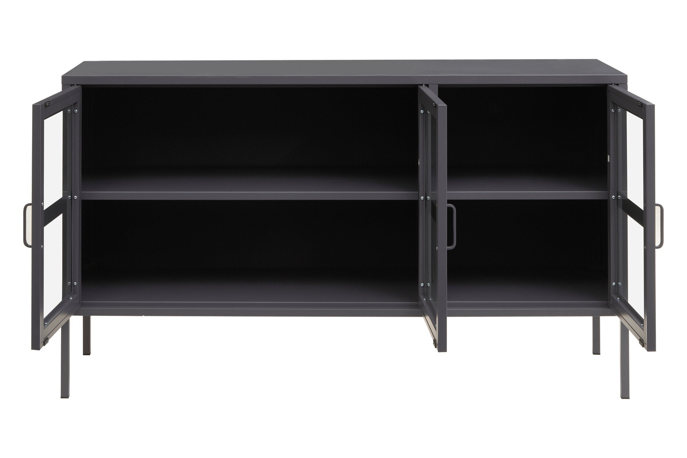 Asier Grey Metal Three Door Two Shelf Cabinet - The Orchard Home and Gifts