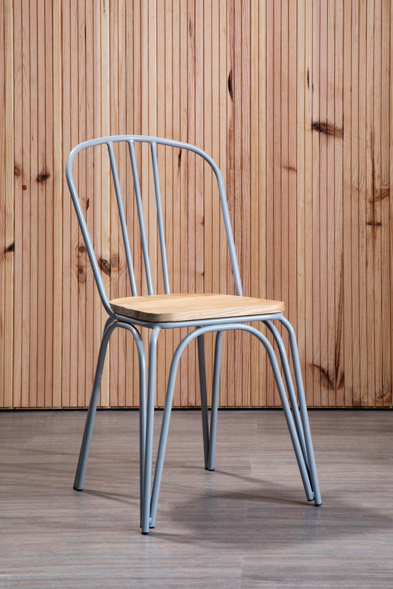 Salford Grey Metal and Elm Wood Dining Chair