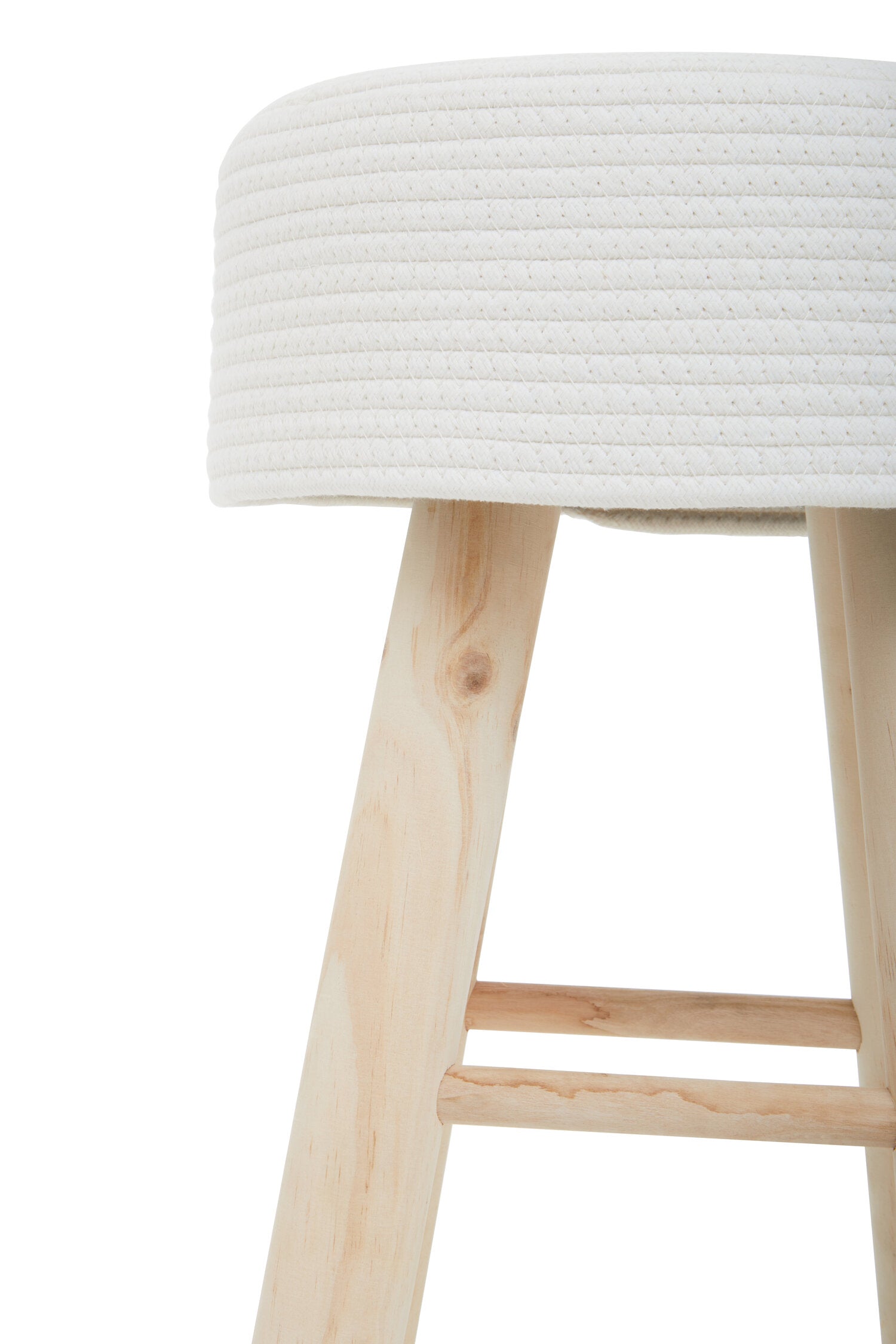 White Rope and Wood Low Stool - The Orchard Home and Gifts