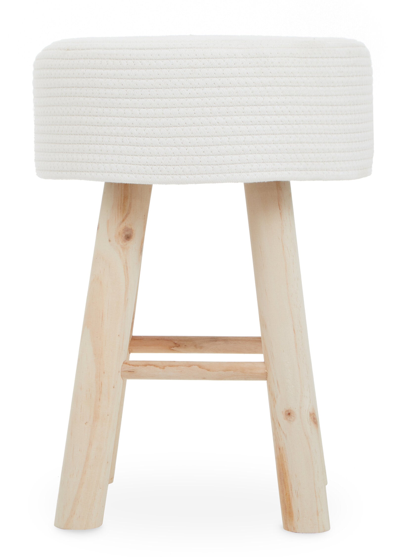 White Rope and Wood Low Stool - The Orchard Home and Gifts