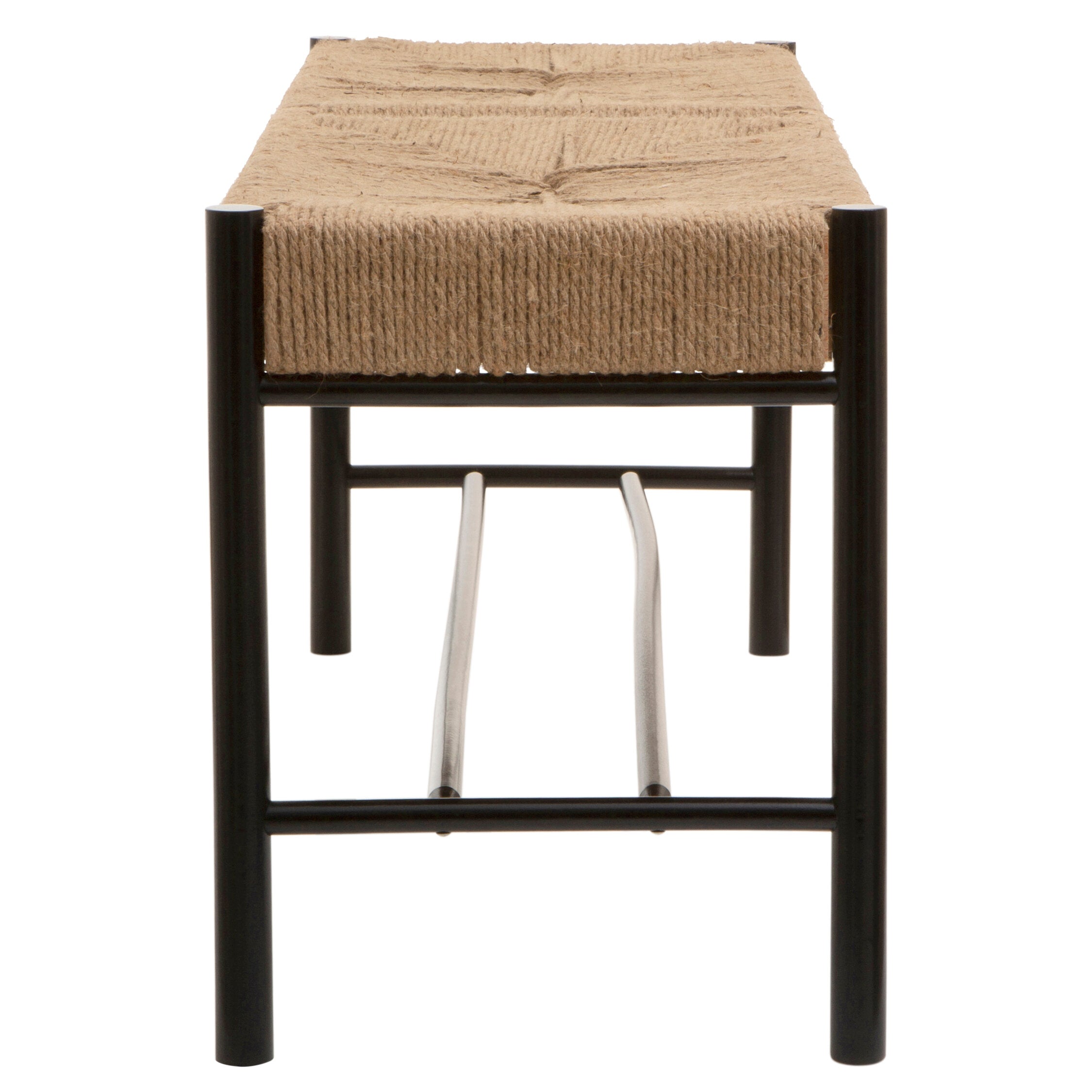 Naku Natural Rope and Black Wood Large Bench - The Orchard Home and Gifts