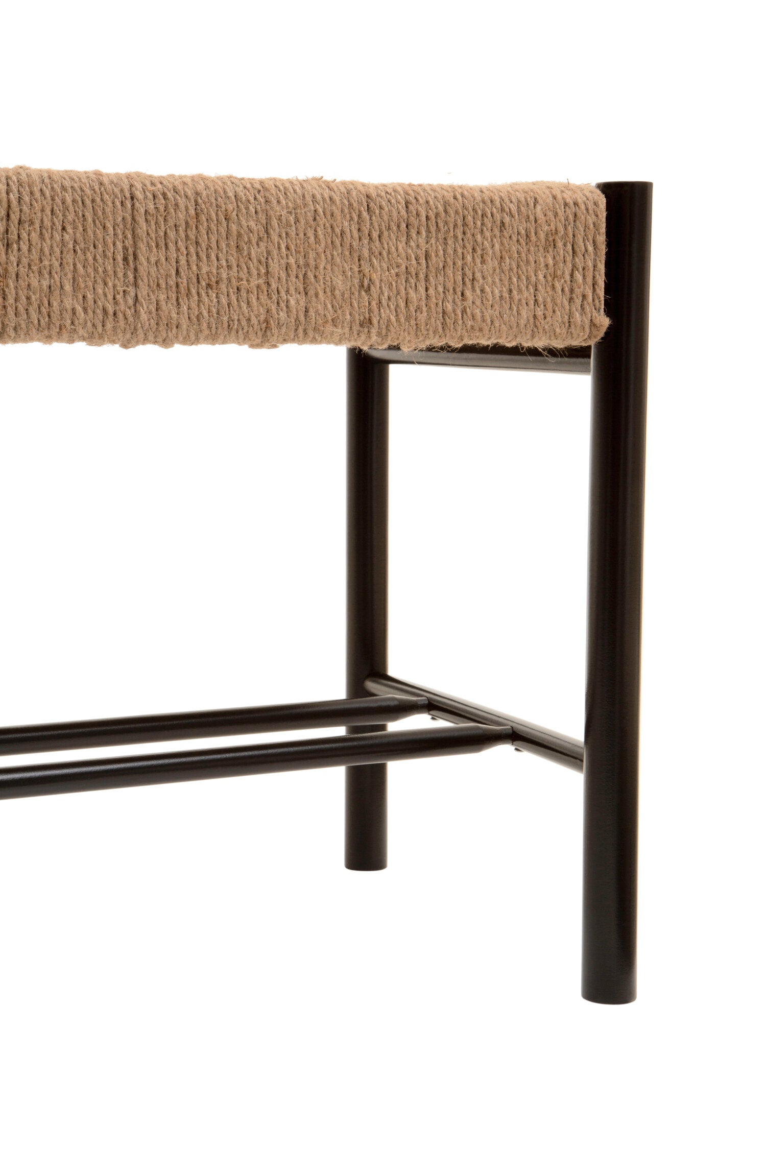 Naku Natural Rope and Black Wood Large Bench - The Orchard Home and Gifts