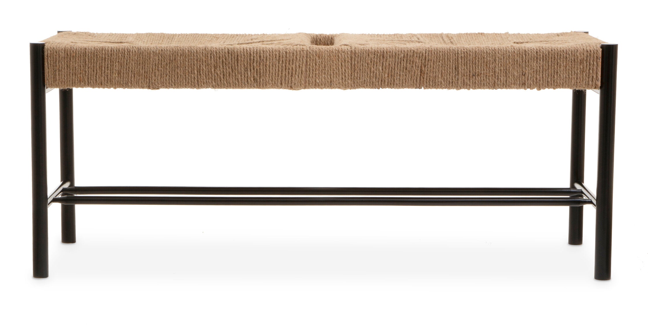 Naku Natural Rope and Black Wood Large Bench - The Orchard Home and Gifts