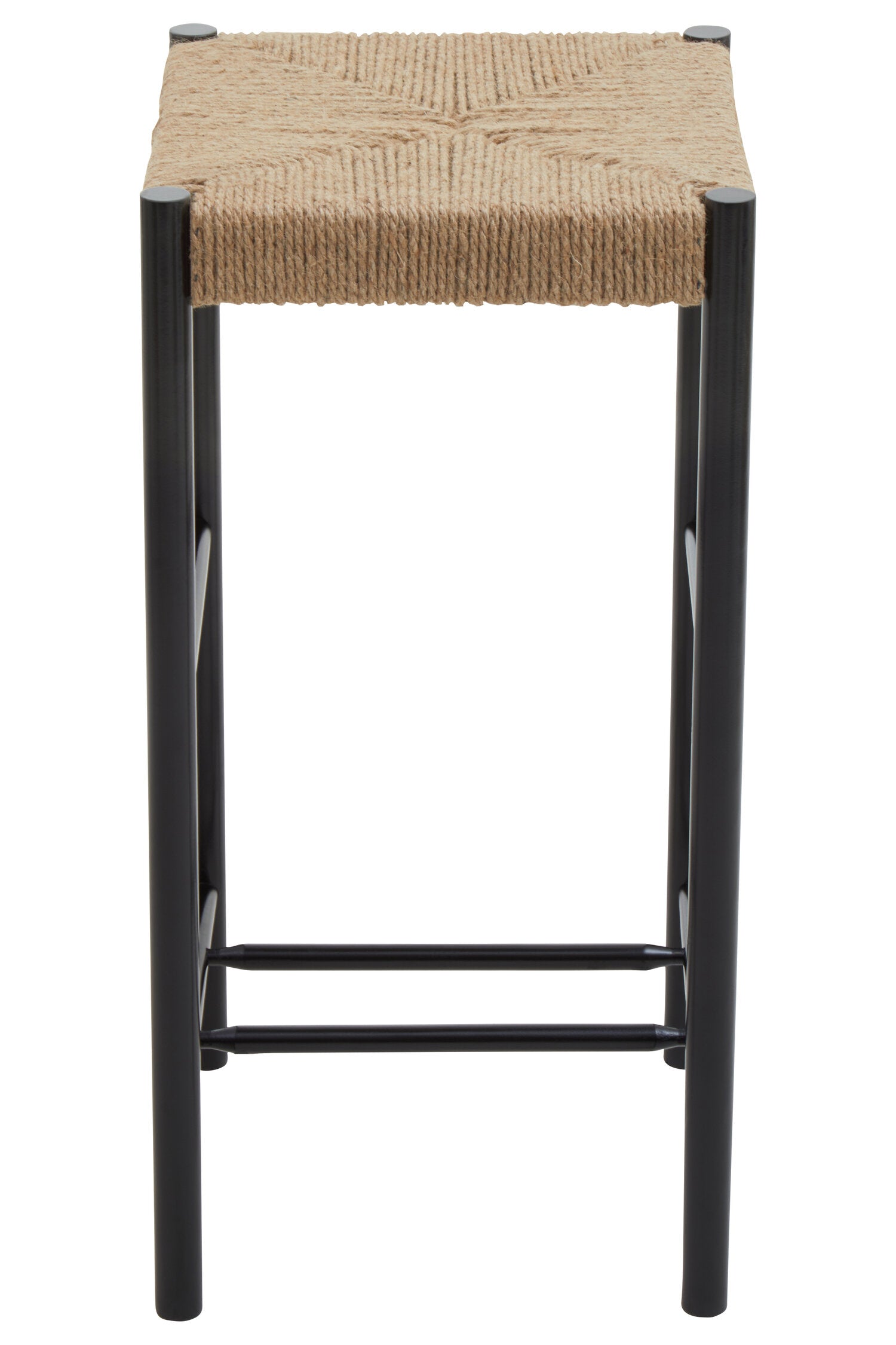 Naku Natural Rope and Black Wood Bar Stool - The Orchard Home and Gifts