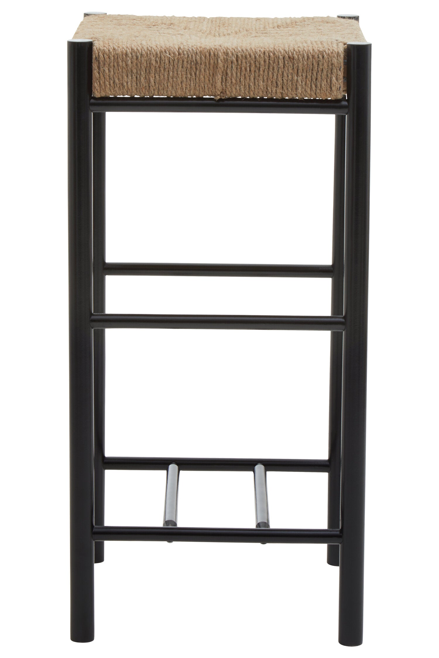 Naku Natural Rope and Black Wood Bar Stool - The Orchard Home and Gifts